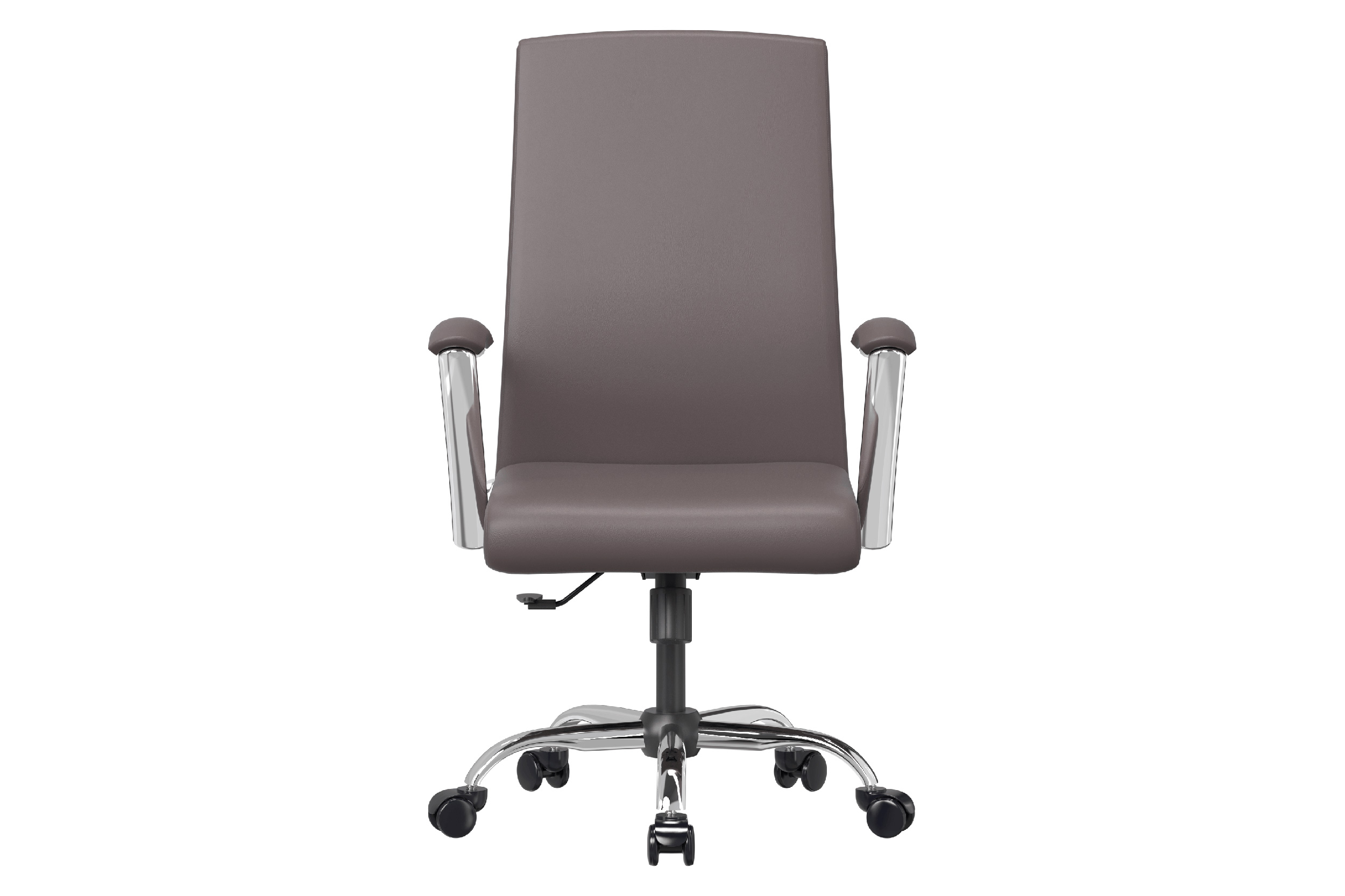 LeisureMod Evander Mid-Century Modern Swivel Office Chair in Faux Leather with Adjustable Height - Gray