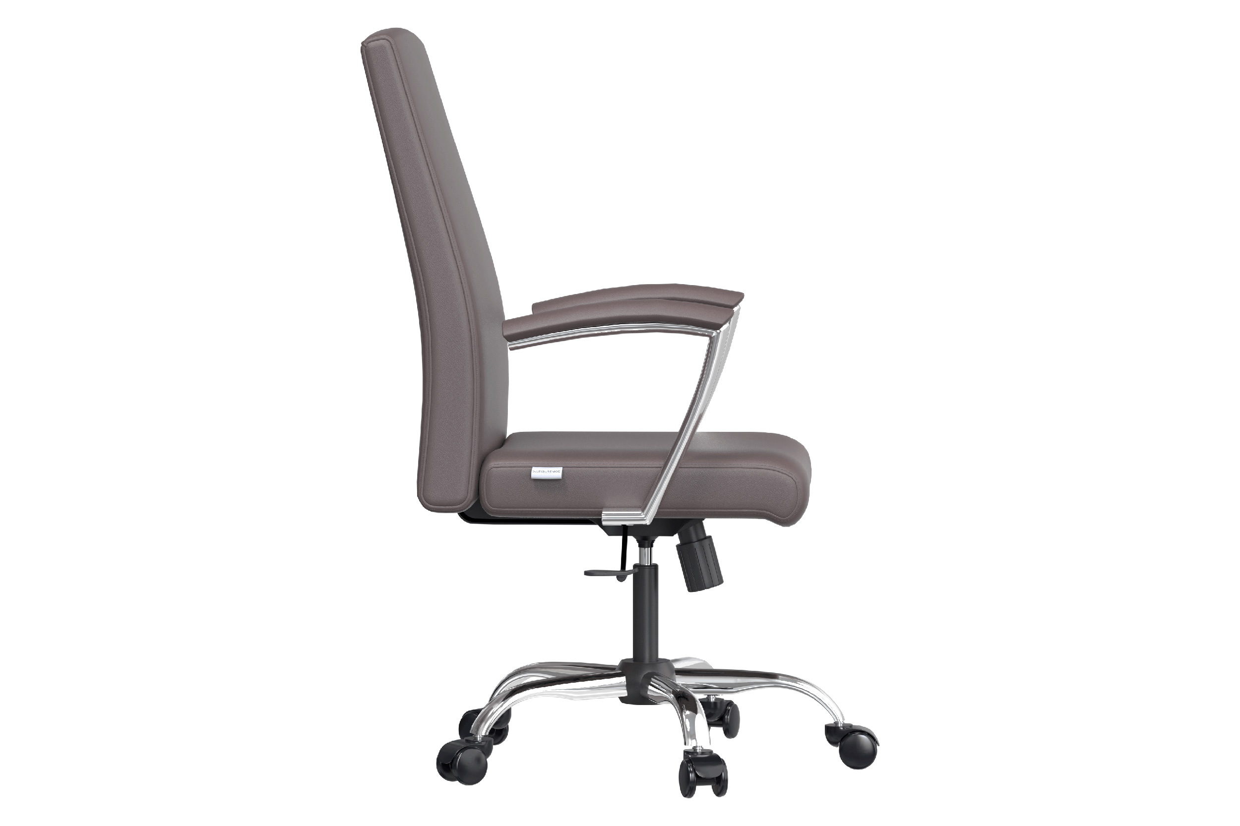 LeisureMod Evander Mid-Century Modern Swivel Office Chair in Faux Leather with Adjustable Height - Gray