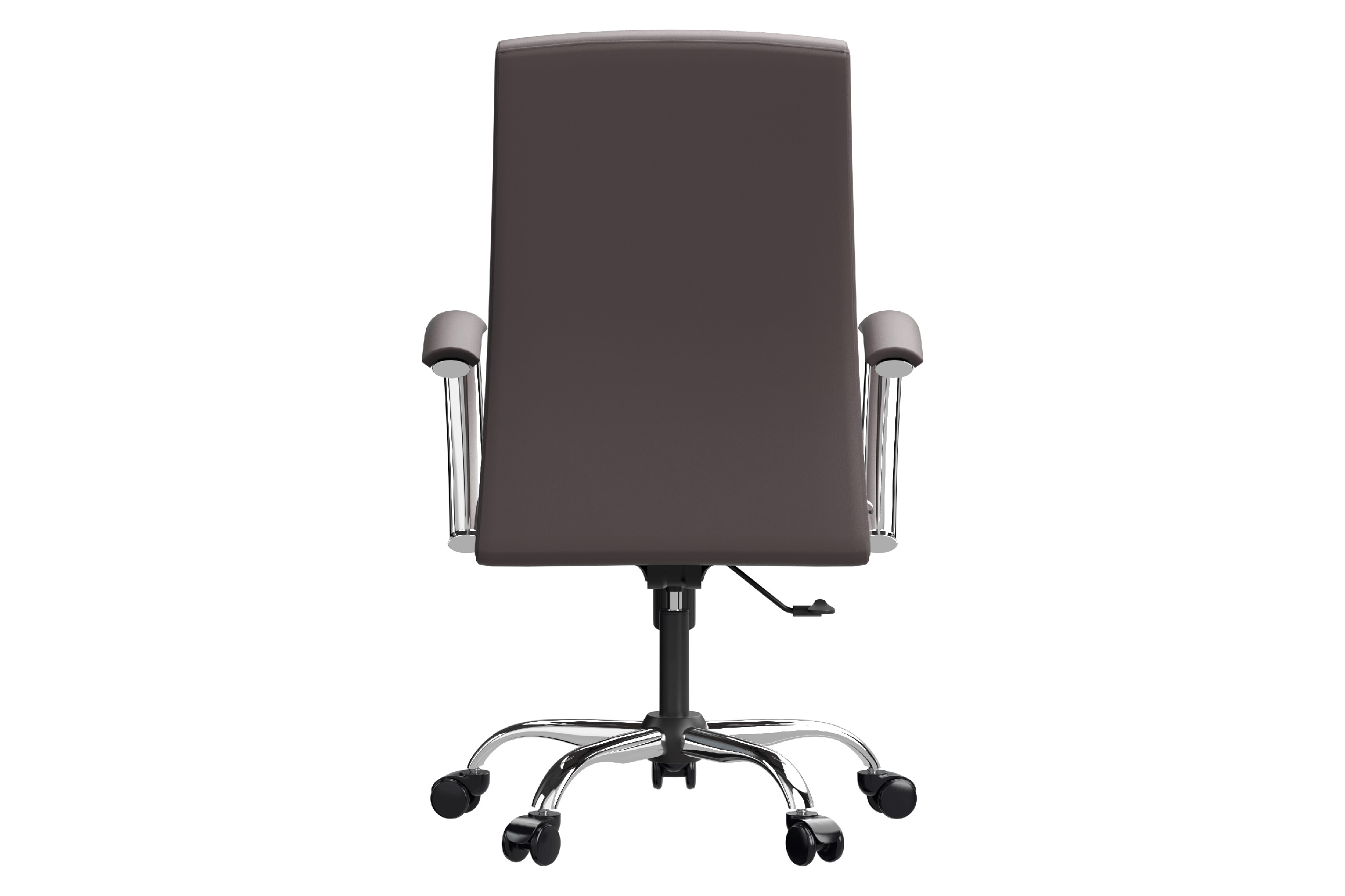 LeisureMod Evander Mid-Century Modern Swivel Office Chair in Faux Leather with Adjustable Height - Gray