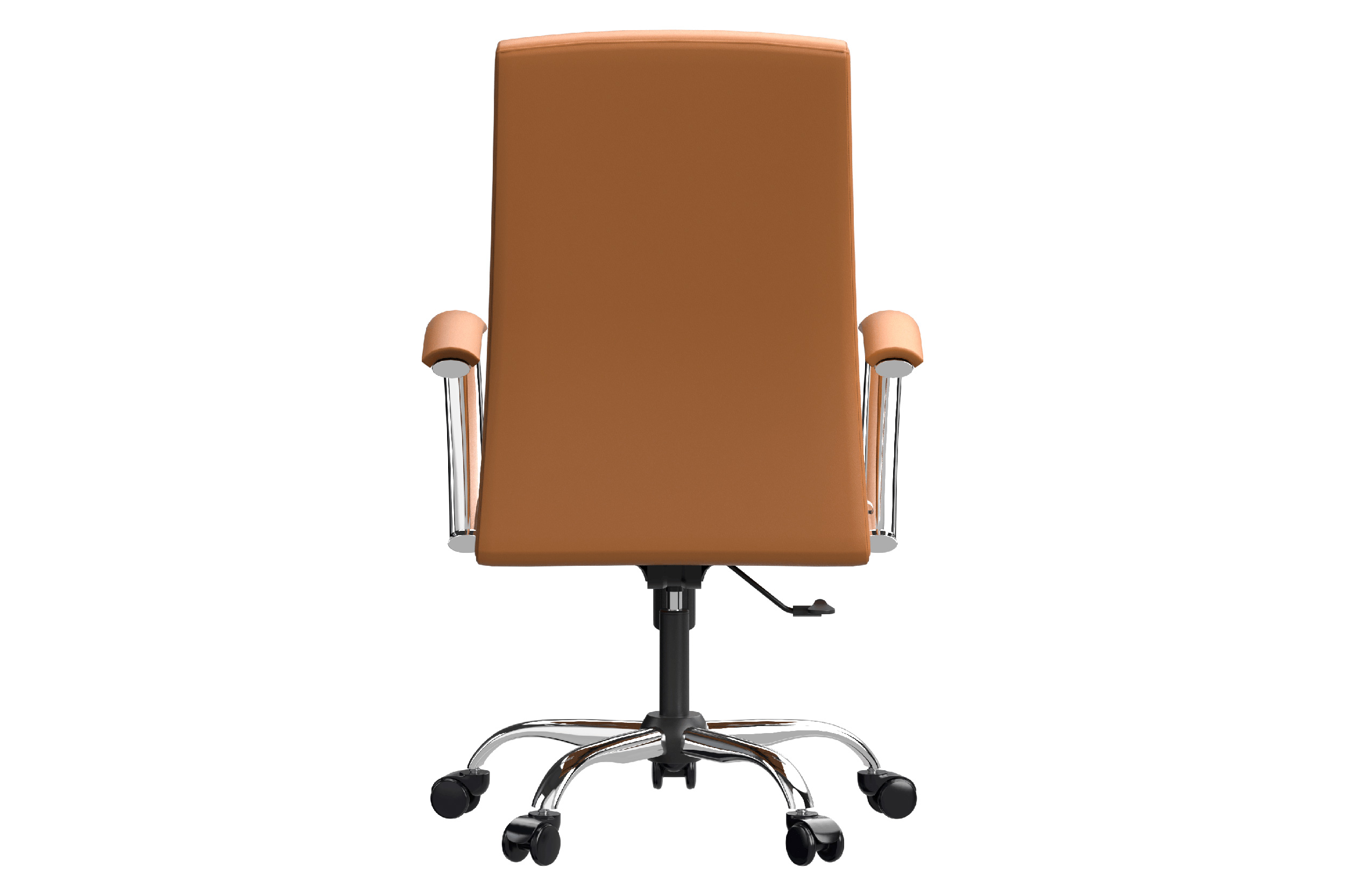 LeisureMod Evander Mid-Century Modern Swivel Office Chair in Faux Leather with Adjustable Height - Acorn Brown