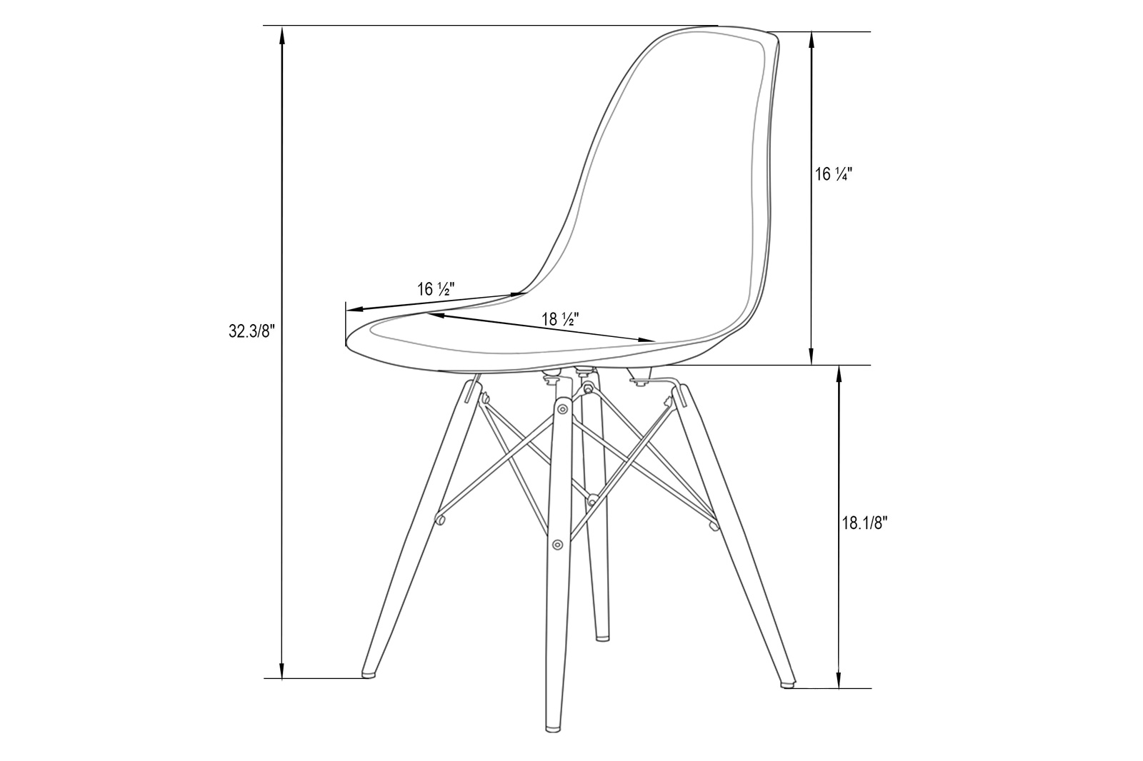 LeisureMod Dover Molded Side Chair - Transparent Orange