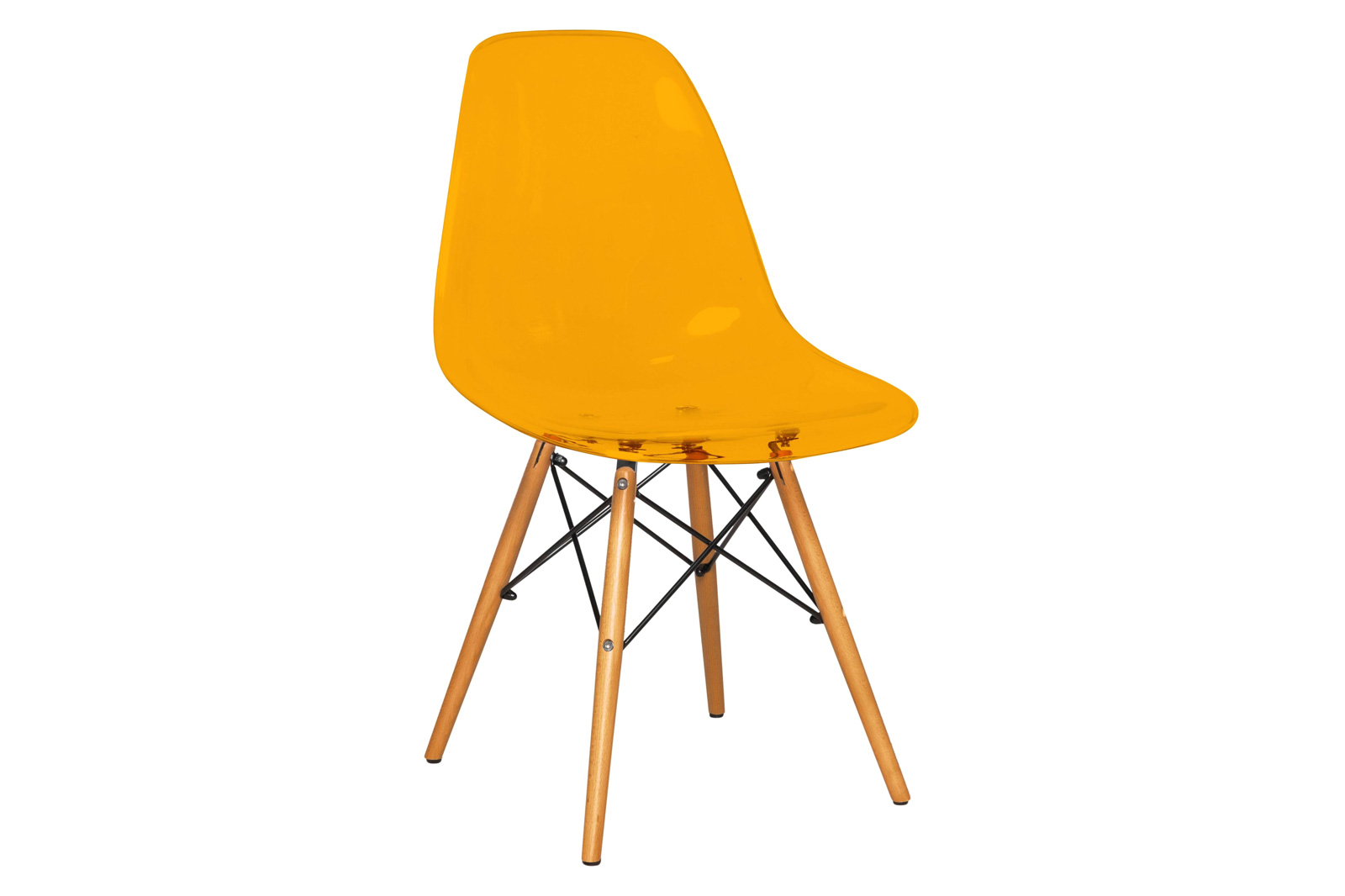 LeisureMod Dover Molded Side Chair (Set Of 2) - Transparent Orange