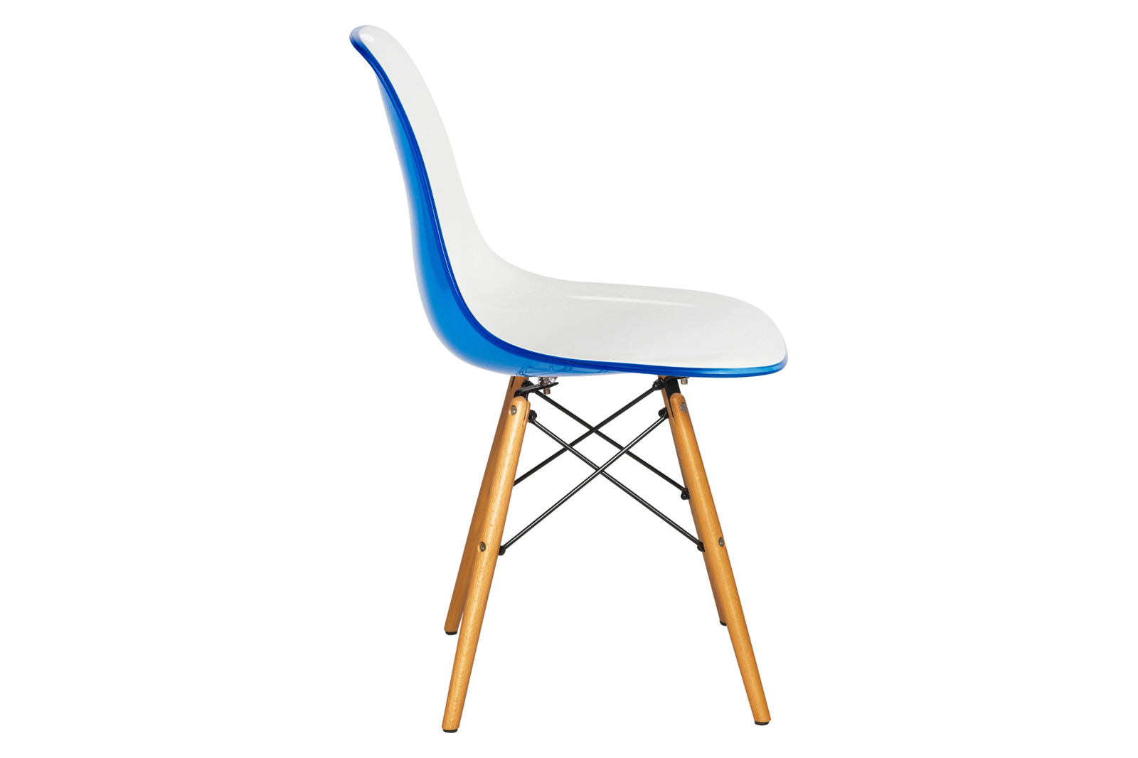 LeisureMod Dover Molded Side Chair - White Blue