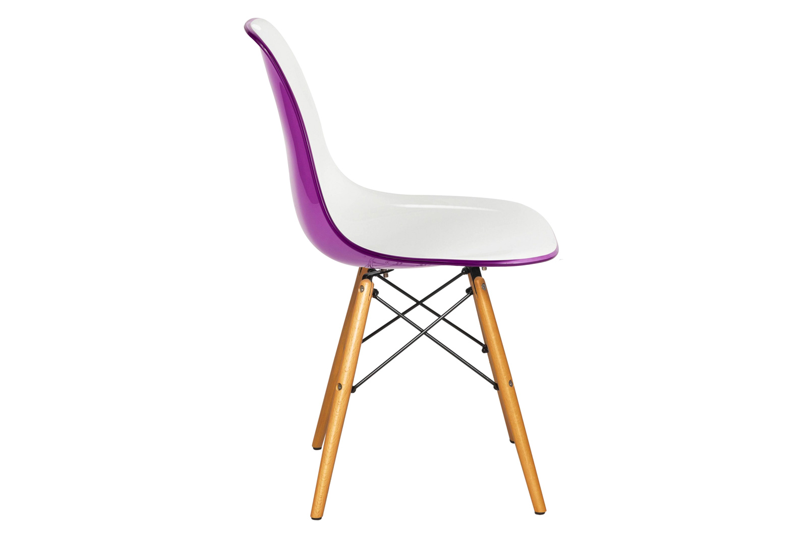 LeisureMod Dover Molded Side Chair - White Purple