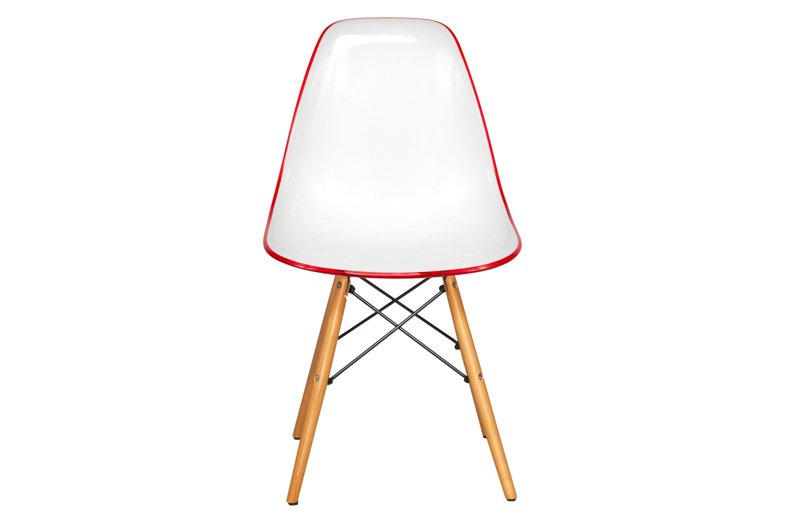 LeisureMod Dover Molded Side Chair (Set Of 2) - White Red