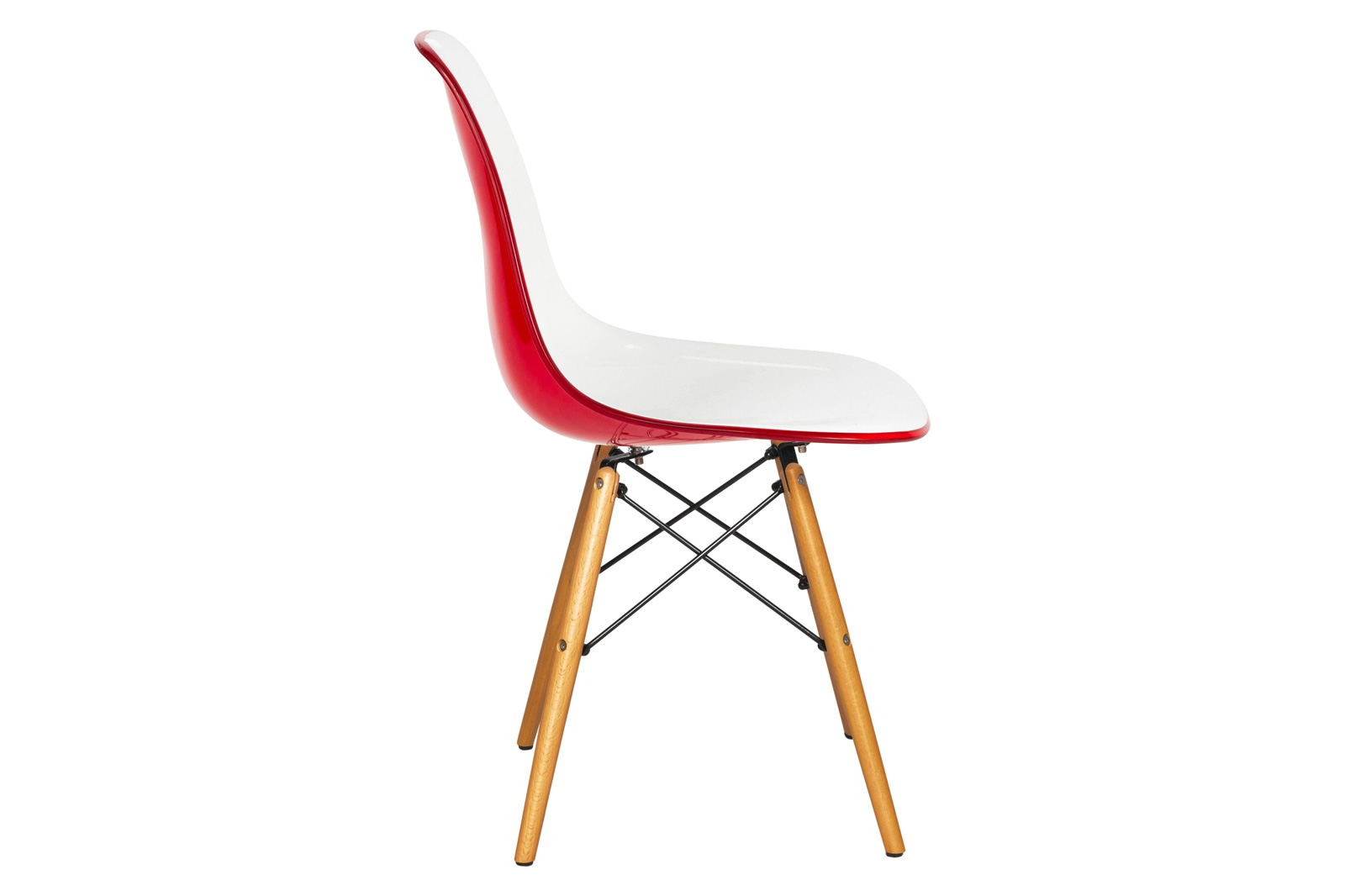 LeisureMod Dover Molded Side Chair (Set Of 2) - White Red