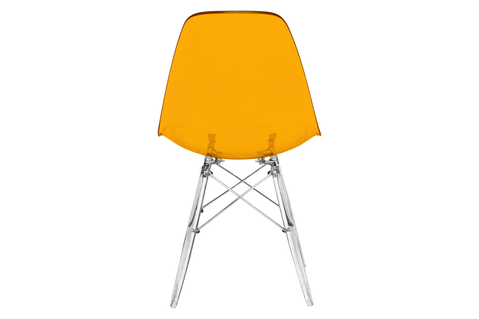 LeisureMod Dover Molded Side Chair With Acrylic Base - Transparent Orange