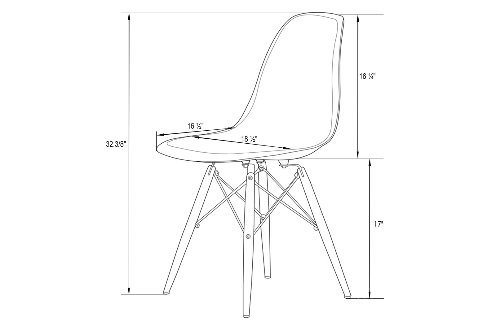 LeisureMod Dover Molded Side Chair With Acrylic Base - Transparent Orange