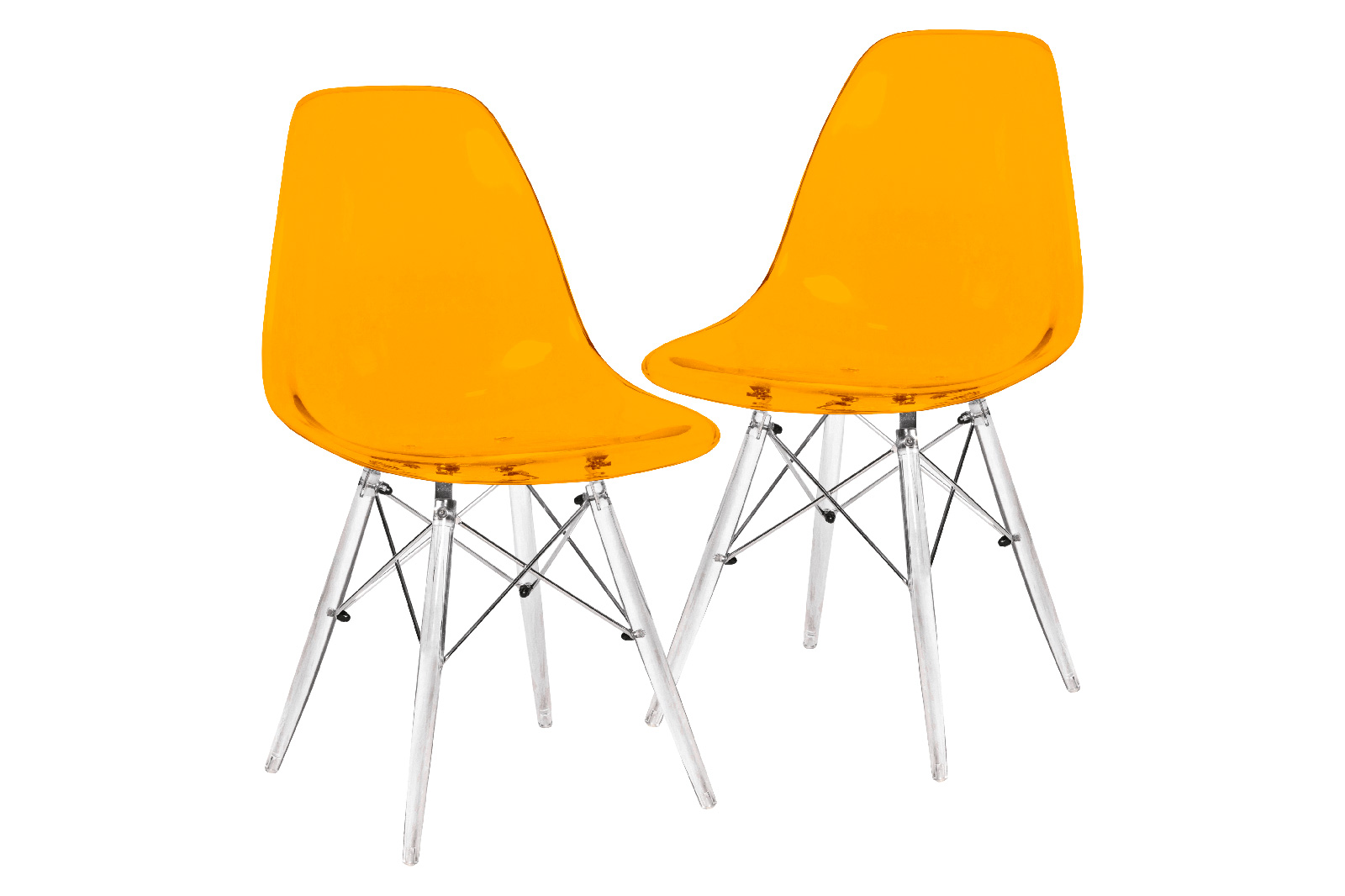 LeisureMod Dover Molded Side Chair With Acrylic Base (Set Of 2)