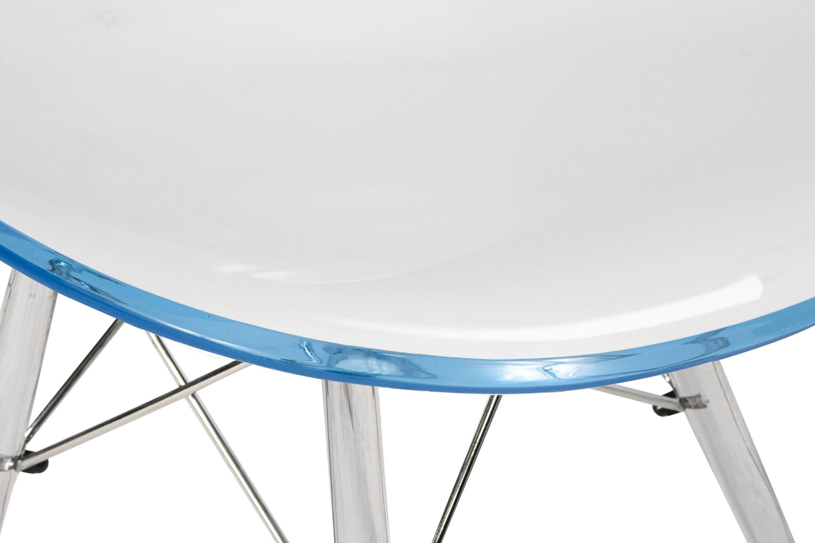 LeisureMod Dover Molded Side Chair With Acrylic Base - White Blue