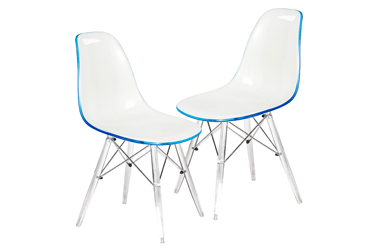 LeisureMod Dover Molded Side Chair With Acrylic Base (Set Of 2)