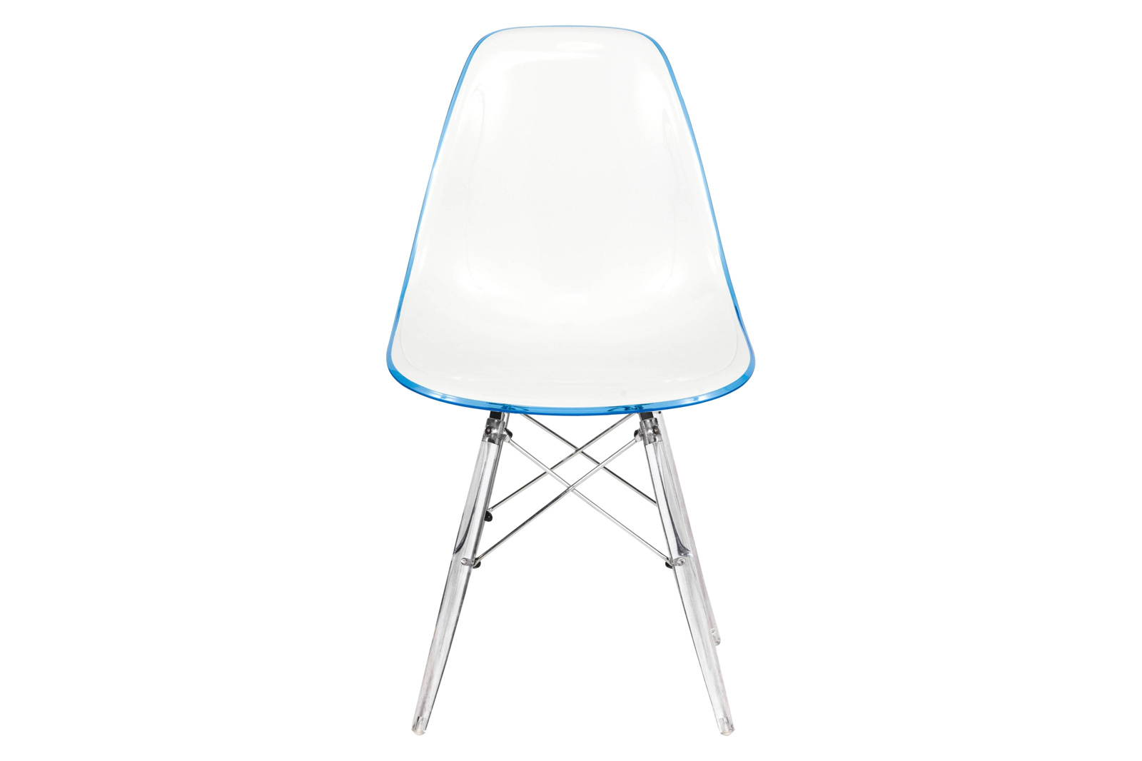 LeisureMod Dover Molded Side Chair With Acrylic Base (Set Of 2) - White Blue