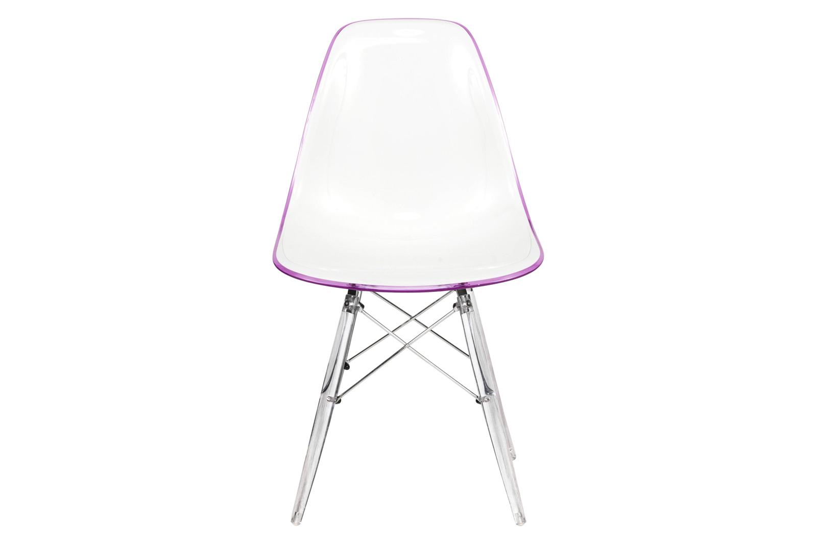 LeisureMod Dover Molded Side Chair With Acrylic Base (Set Of 2) - White Purple