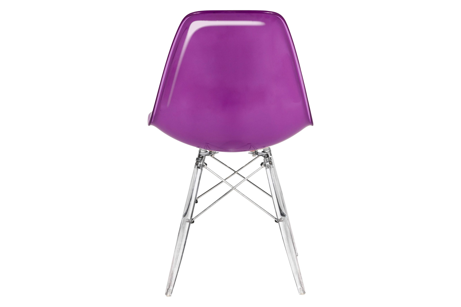 LeisureMod Dover Molded Side Chair With Acrylic Base (Set Of 2) - White Purple