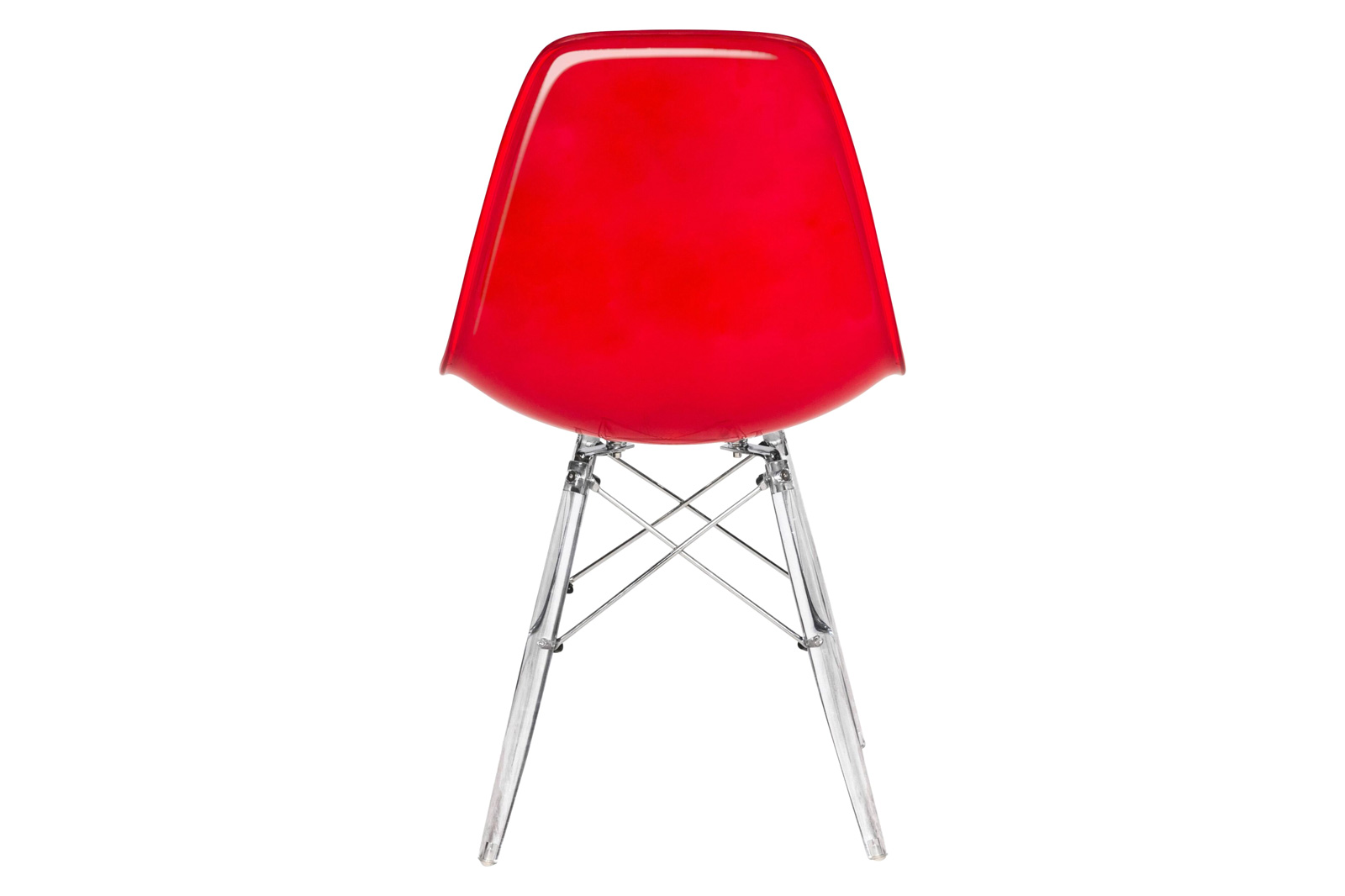 LeisureMod Dover Molded Side Chair With Acrylic Base - White Red