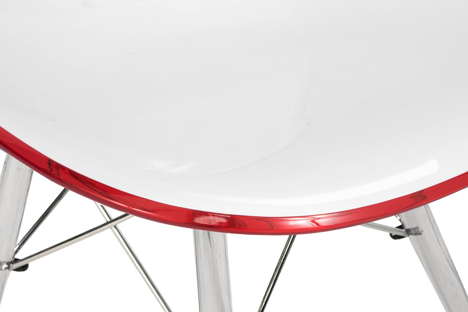 LeisureMod Dover Molded Side Chair With Acrylic Base - White Red