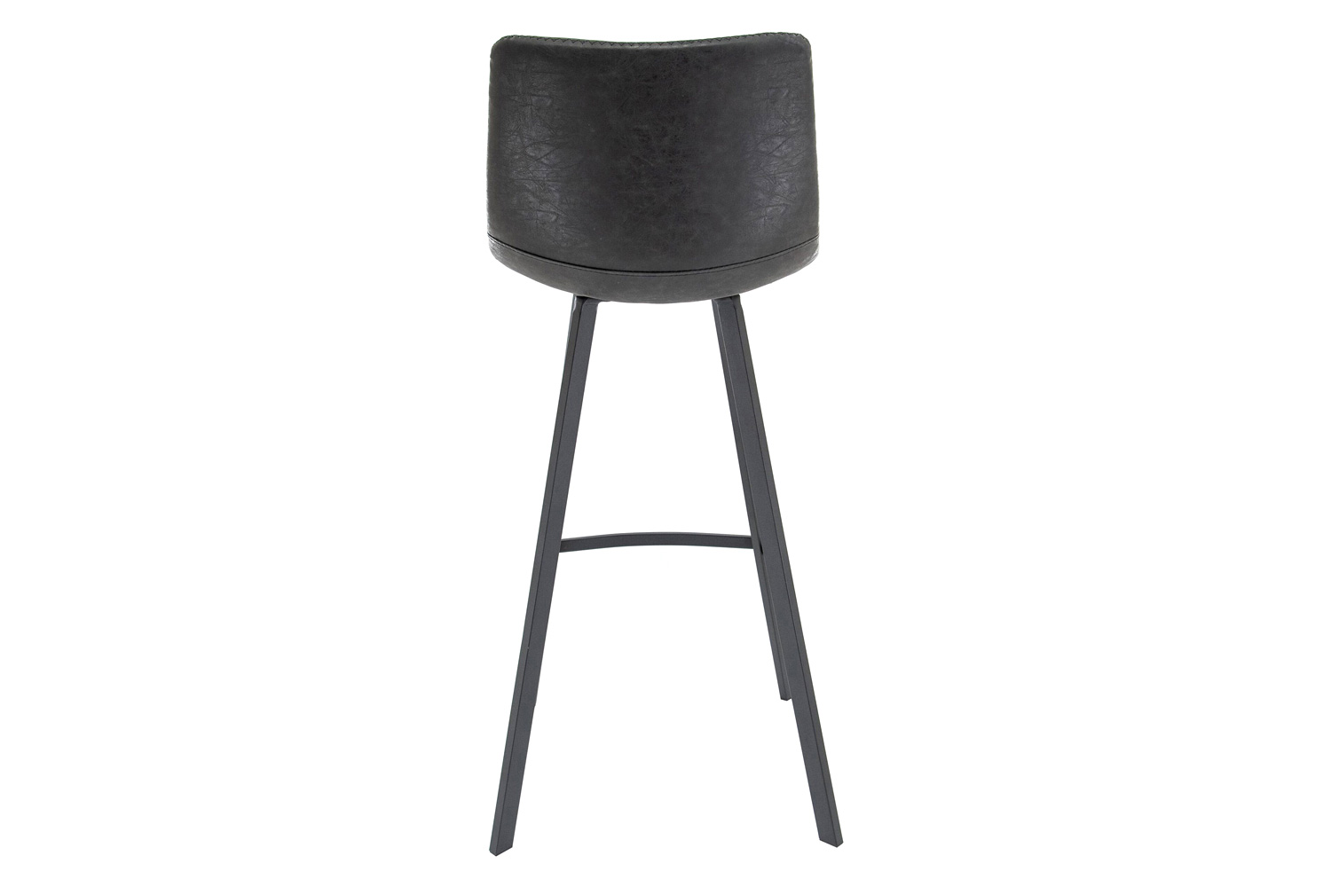 LeisureMod Elland Modern Upholstered Leather Bar Stool with Iron Legs and Footrest - Charcoal/Black