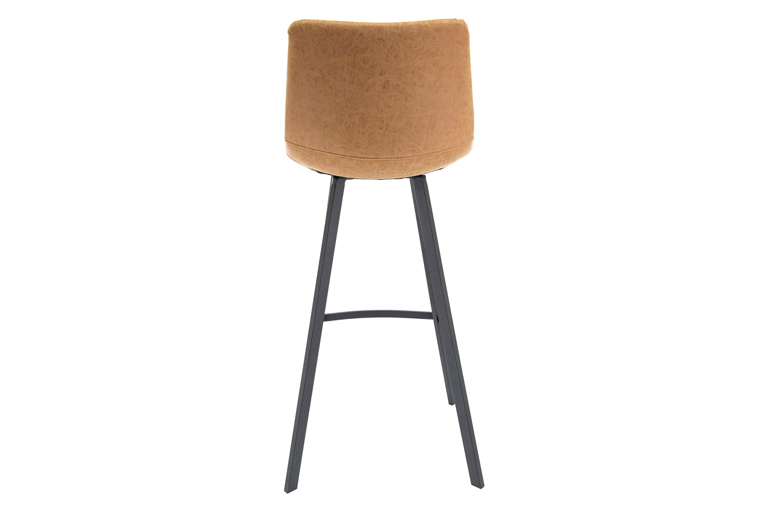 LeisureMod Elland Modern Upholstered Leather Bar Stool with Iron Legs and Footrest - Light Brown