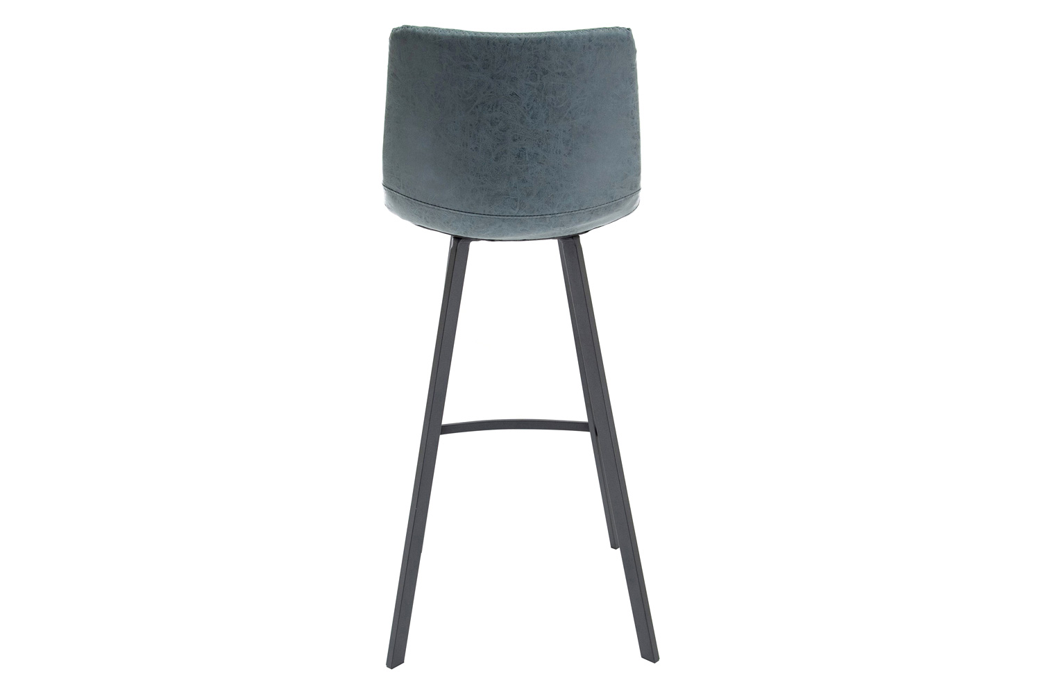 LeisureMod Elland Modern Upholstered Leather Bar Stool with Iron Legs and Footrest - Peacock/Blue