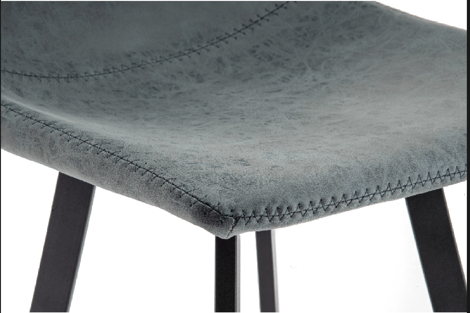 LeisureMod Elland Modern Upholstered Leather Bar Stool with Iron Legs and Footrest - Peacock/Blue