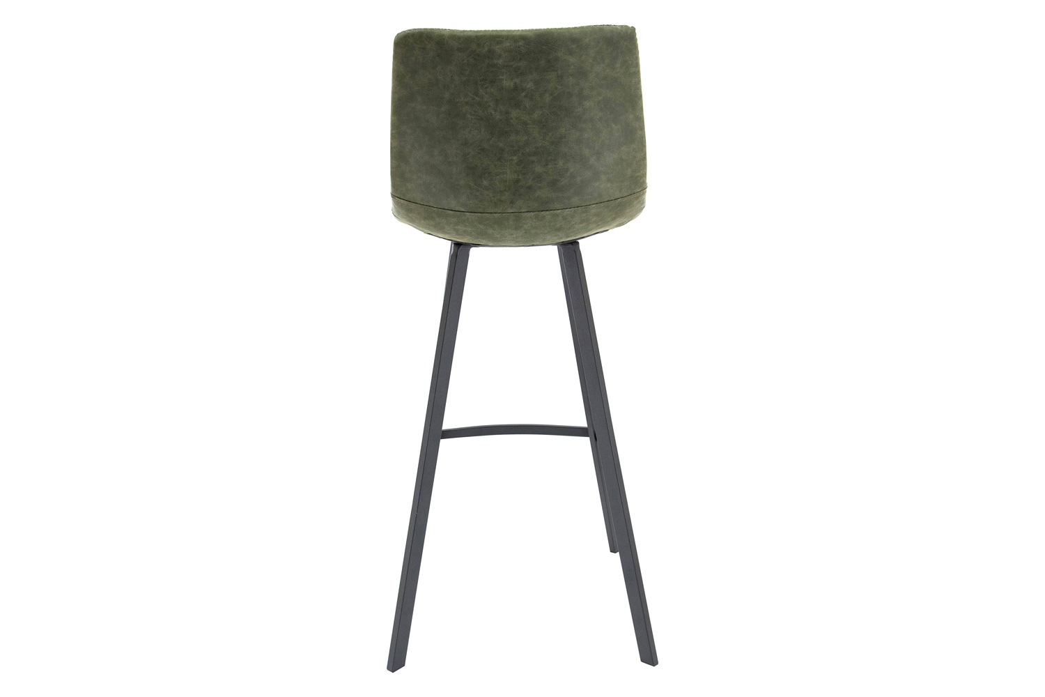 LeisureMod Elland Modern Upholstered Leather Bar Stool with Iron Legs and Footrest - Olive Green