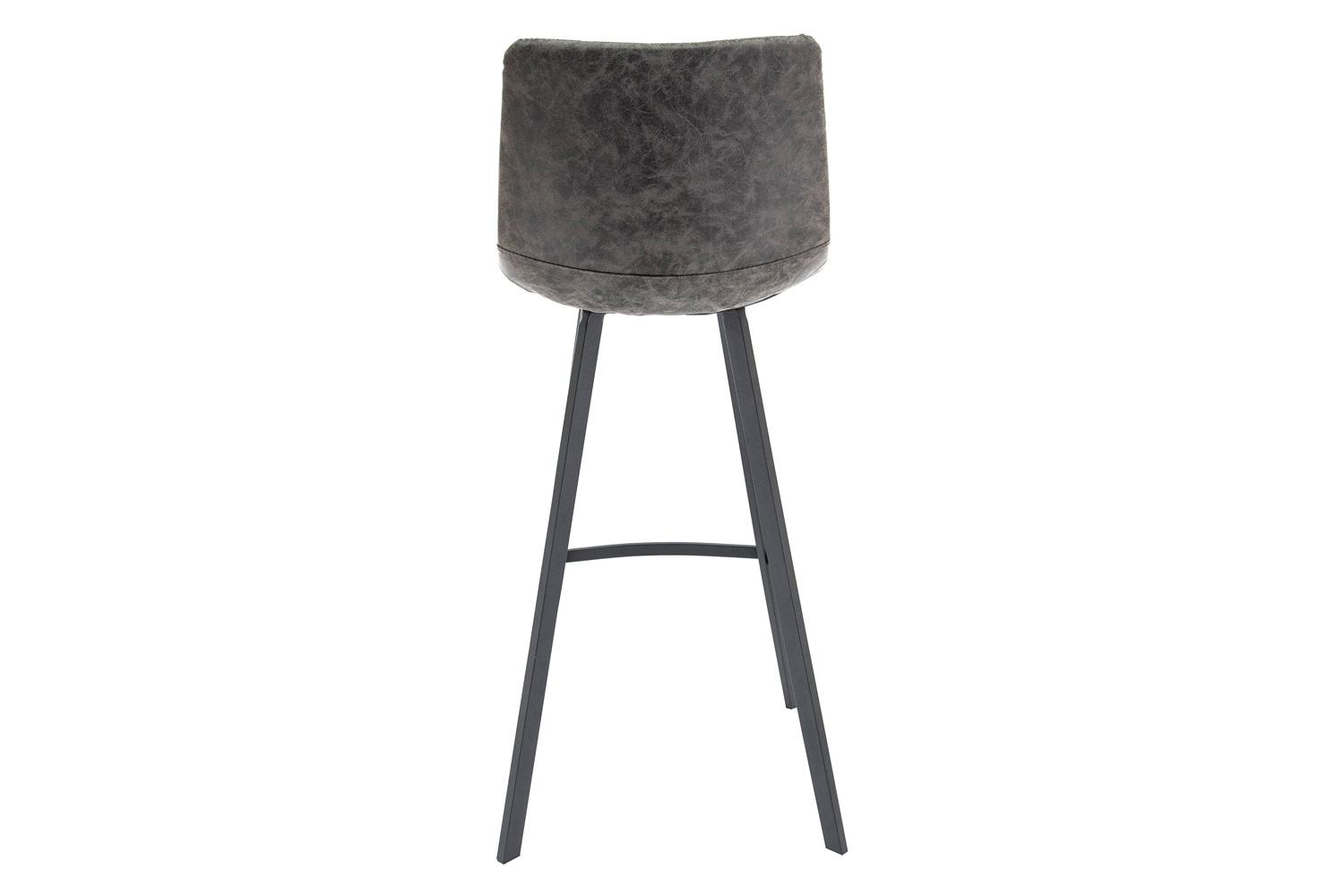 LeisureMod Elland Modern Upholstered Leather Bar Stool with Iron Legs and Footrest - Gray