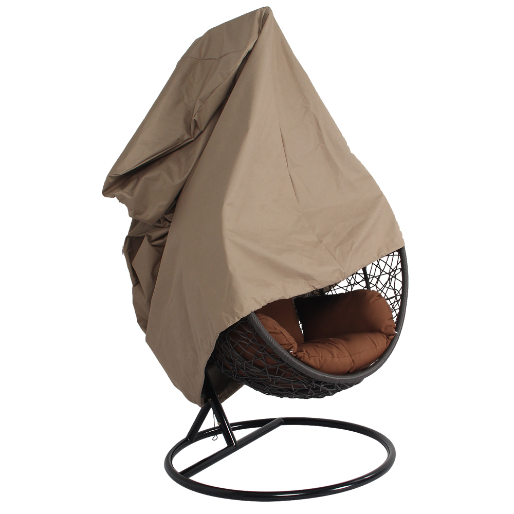 LeisureMod Hanging Single Egg Swing Chair Outdoor Fabric Cover - Brown