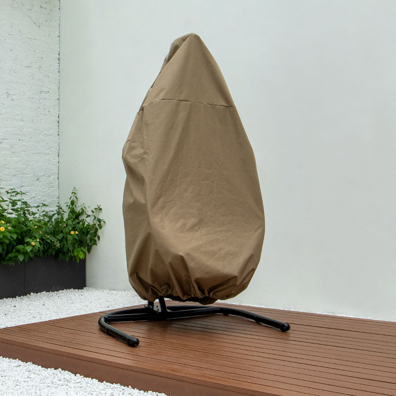 LeisureMod Hanging Single Egg Swing Chair Outdoor Fabric Cover - Brown