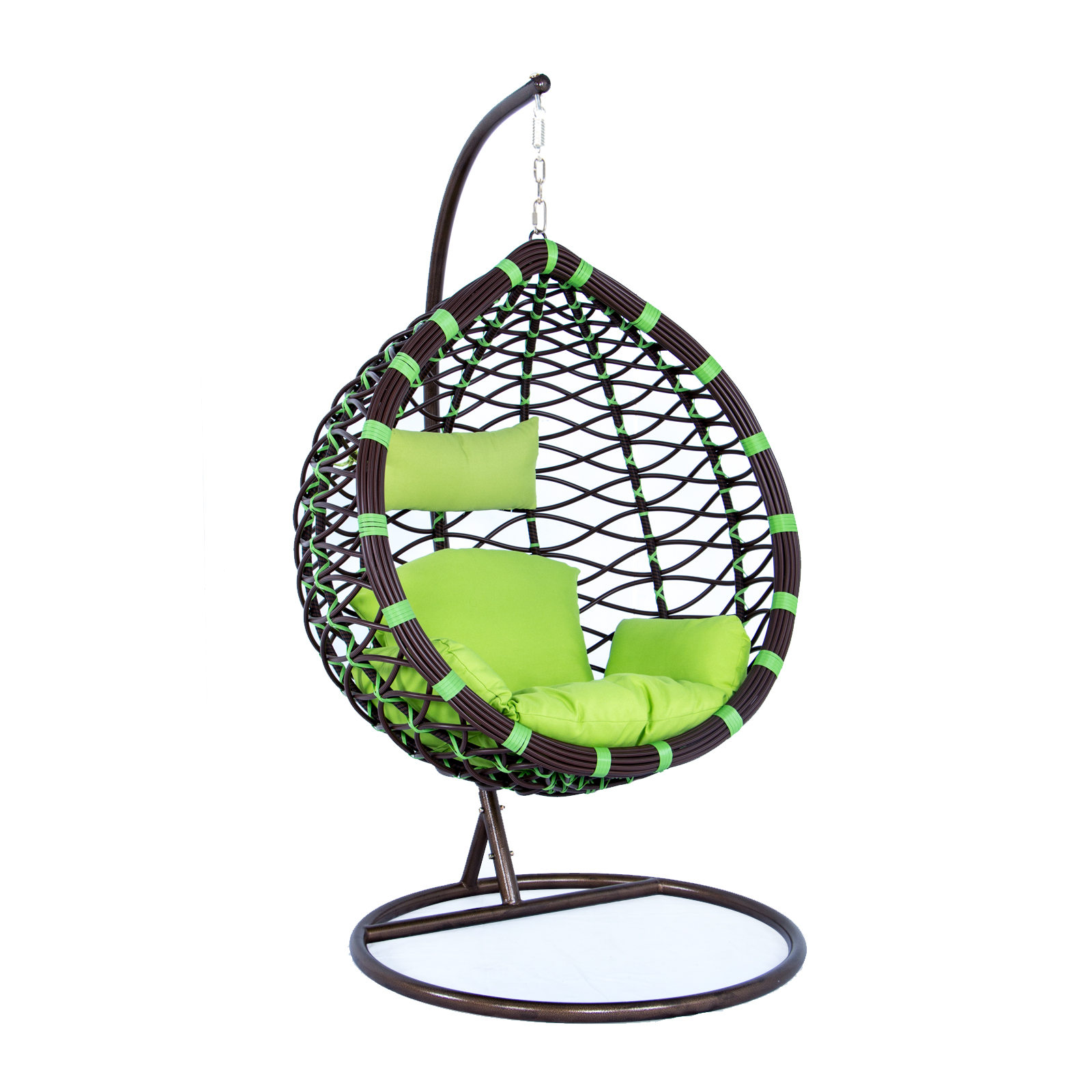 LeisureMod Modern Wicker Hanging Egg Swing Chair - Green