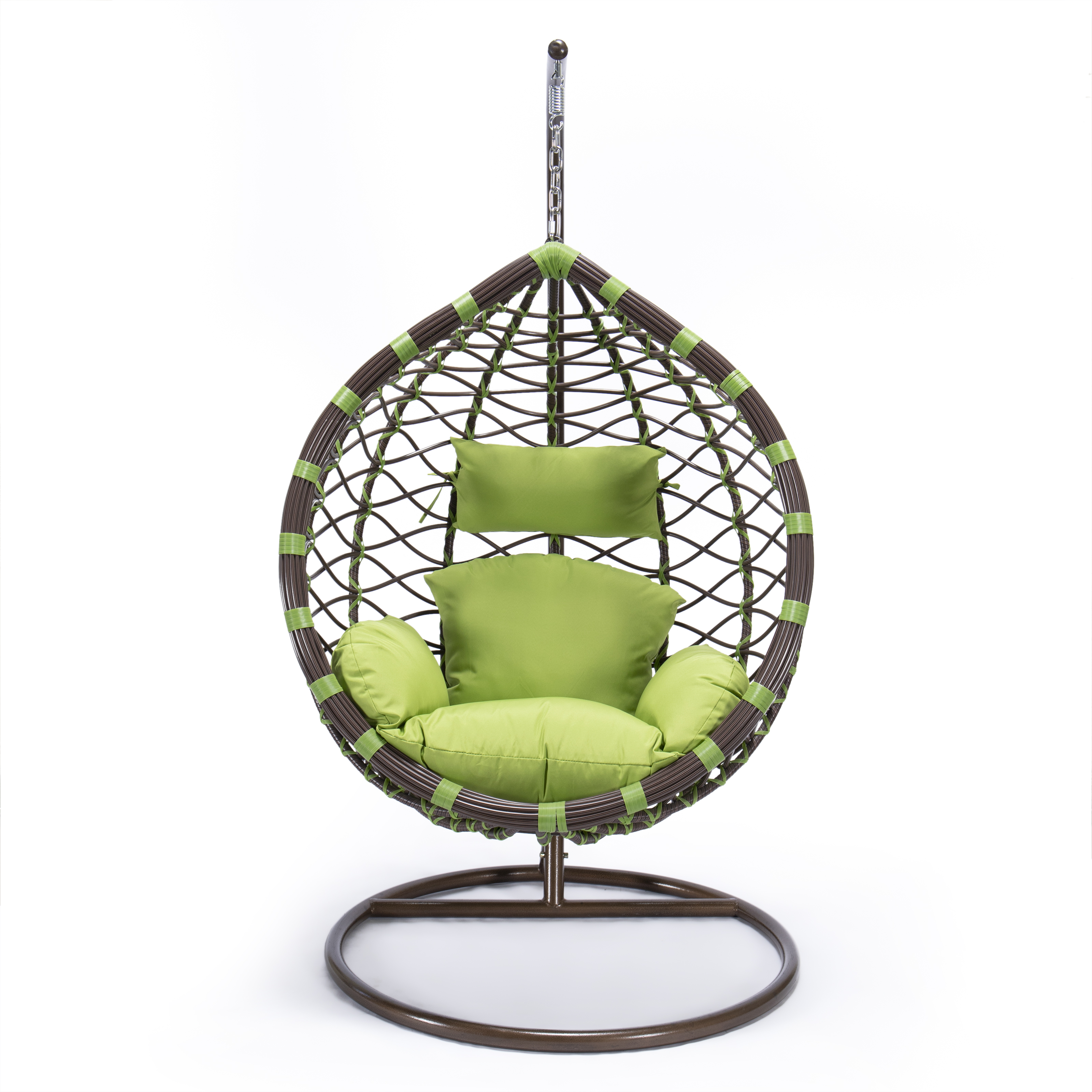 LeisureMod Modern Wicker Hanging Egg Swing Chair - Green