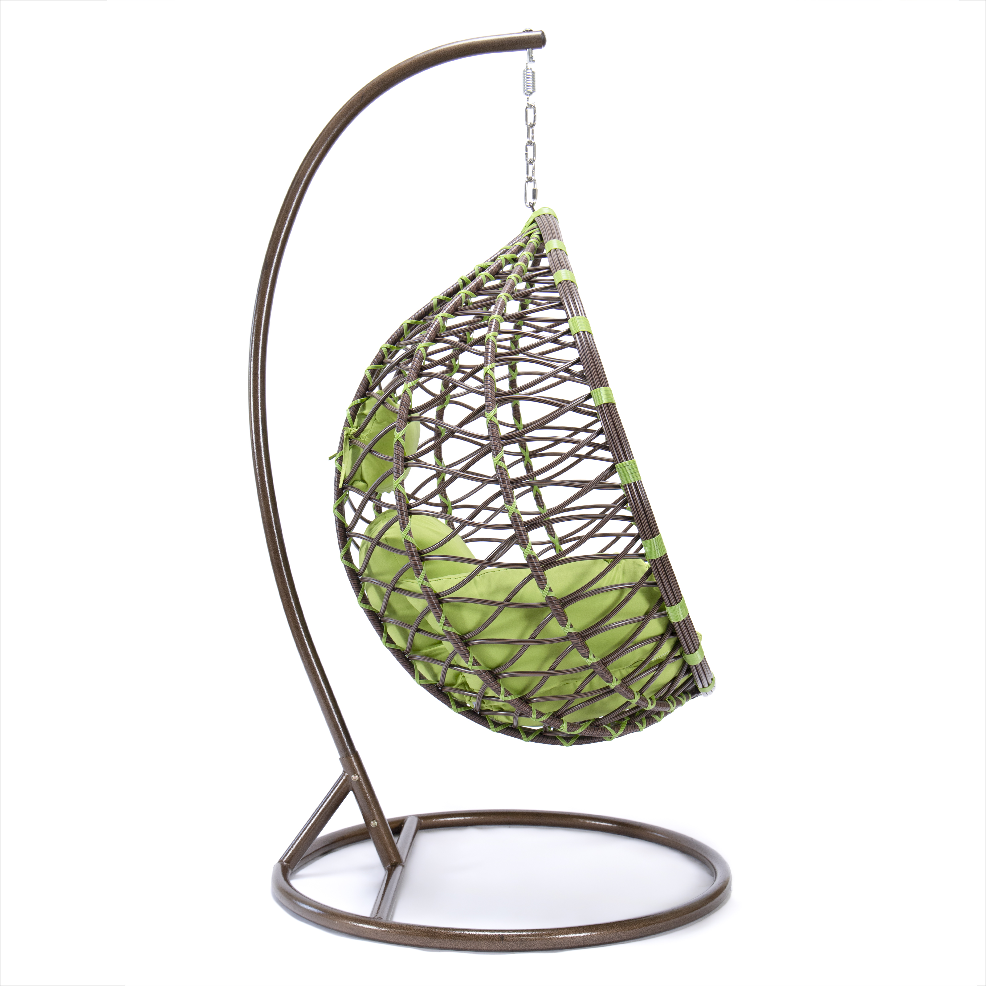 LeisureMod Modern Wicker Hanging Egg Swing Chair - Green