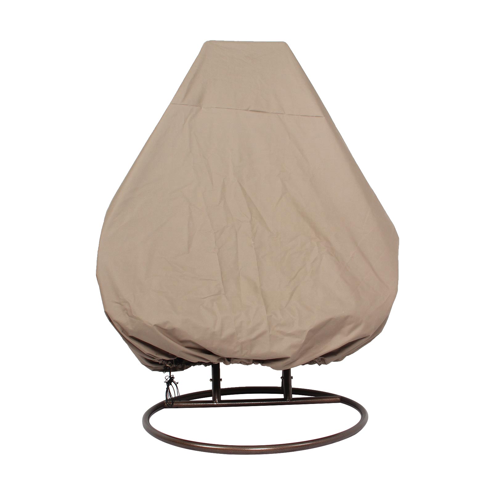 LeisureMod Hanging Double Egg Swing Chair Outdoor Fabric Cover - Brown