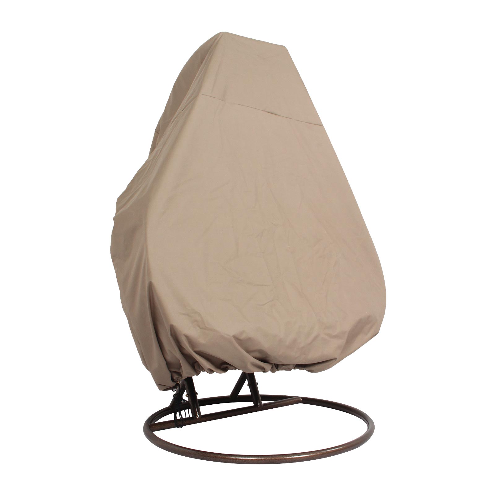 LeisureMod Hanging Double Egg Swing Chair Outdoor Fabric Cover - Brown