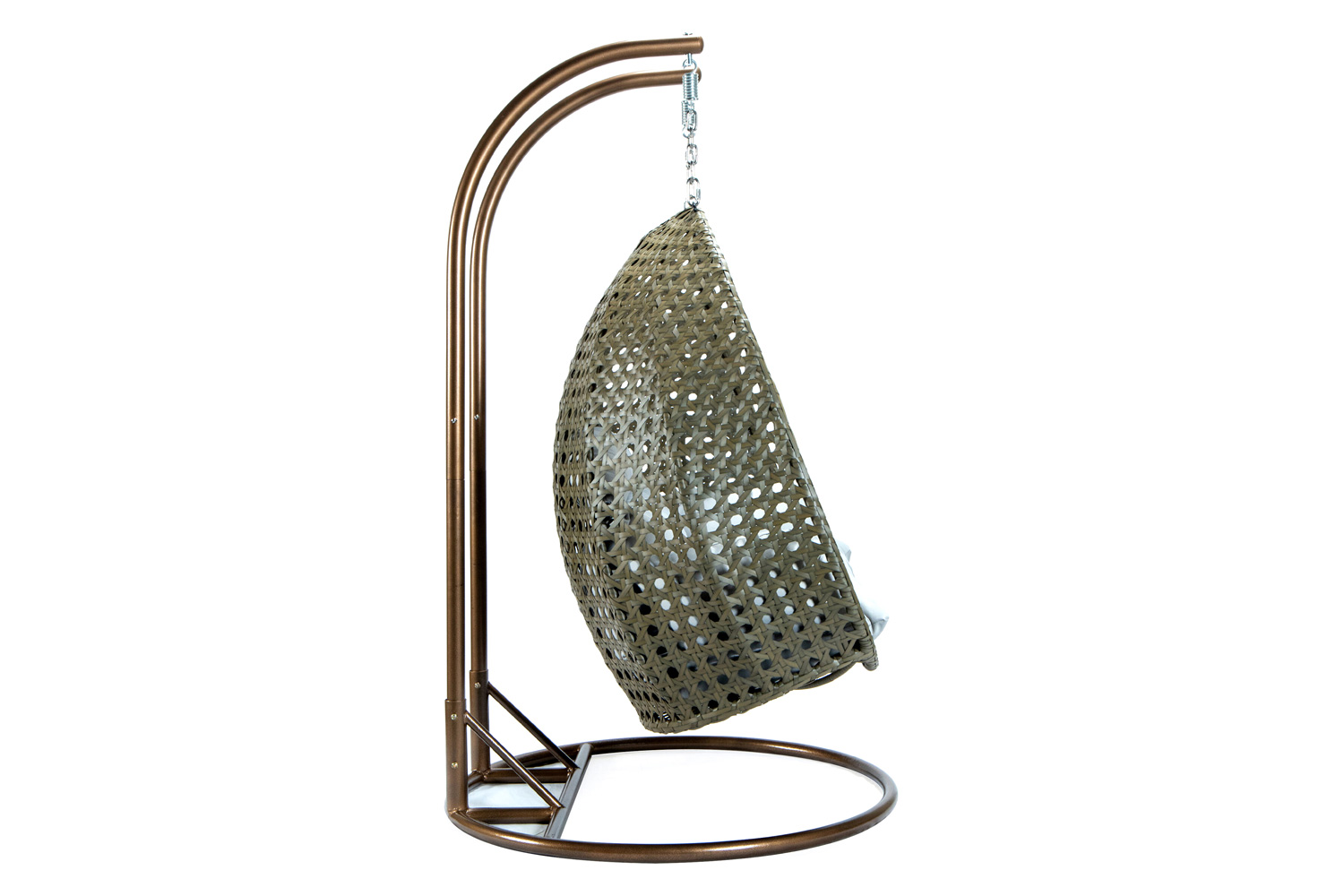 LeisureMod Modern Beige Wicker Hanging Double Seater Egg Swing Chair - Light Gray