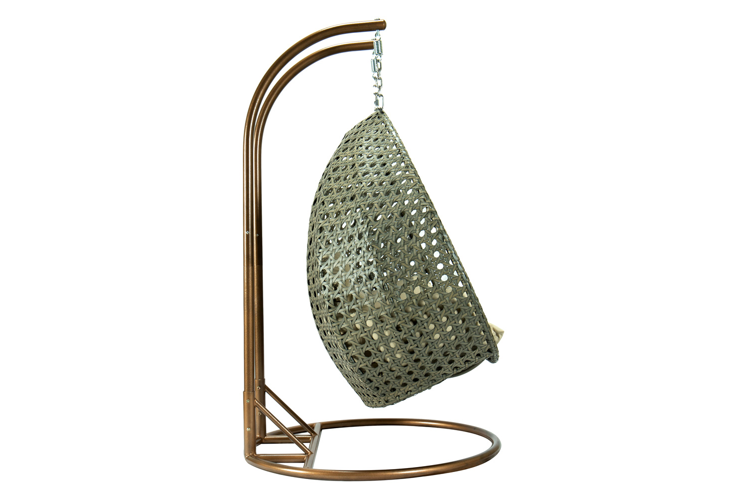 LeisureMod Modern Beige Wicker Hanging Double Seater Egg Swing Chair - Taupe