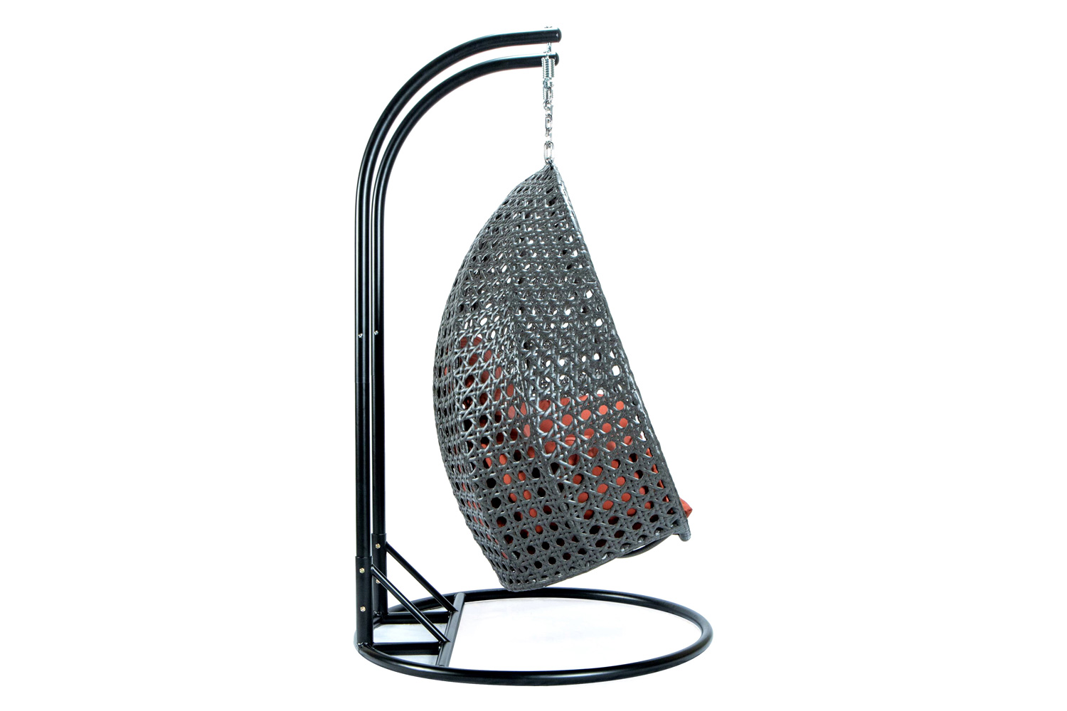 LeisureMod Modern Charcoal Wicker Hanging Double Seater Egg Swing Chair - Dark Orange