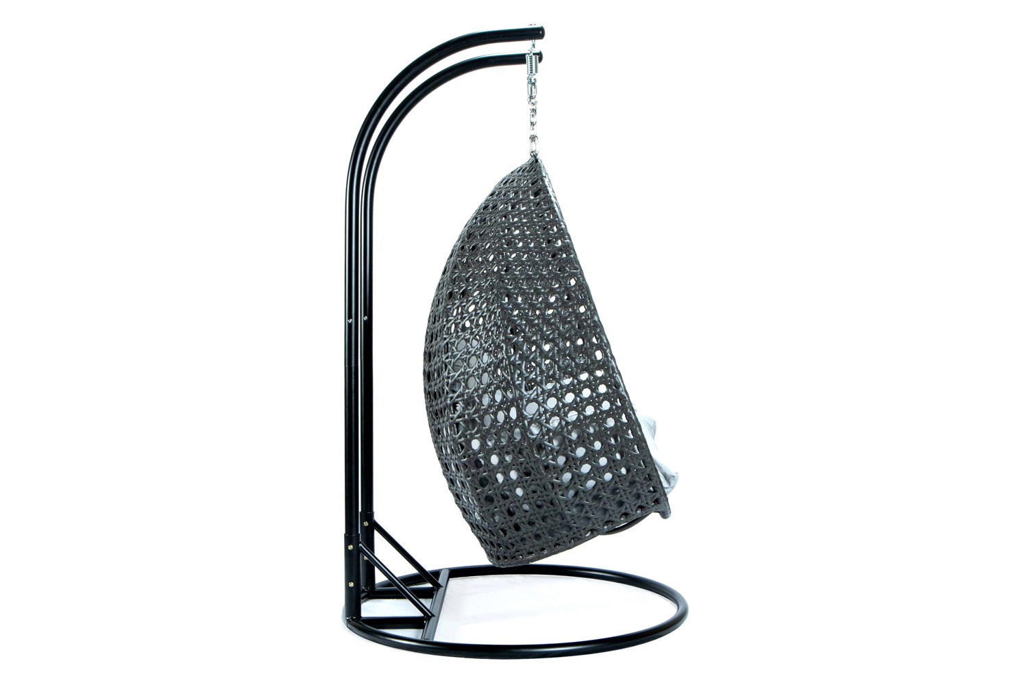 LeisureMod Modern Charcoal Wicker Hanging Double Seater Egg Swing Chair - Light Gray