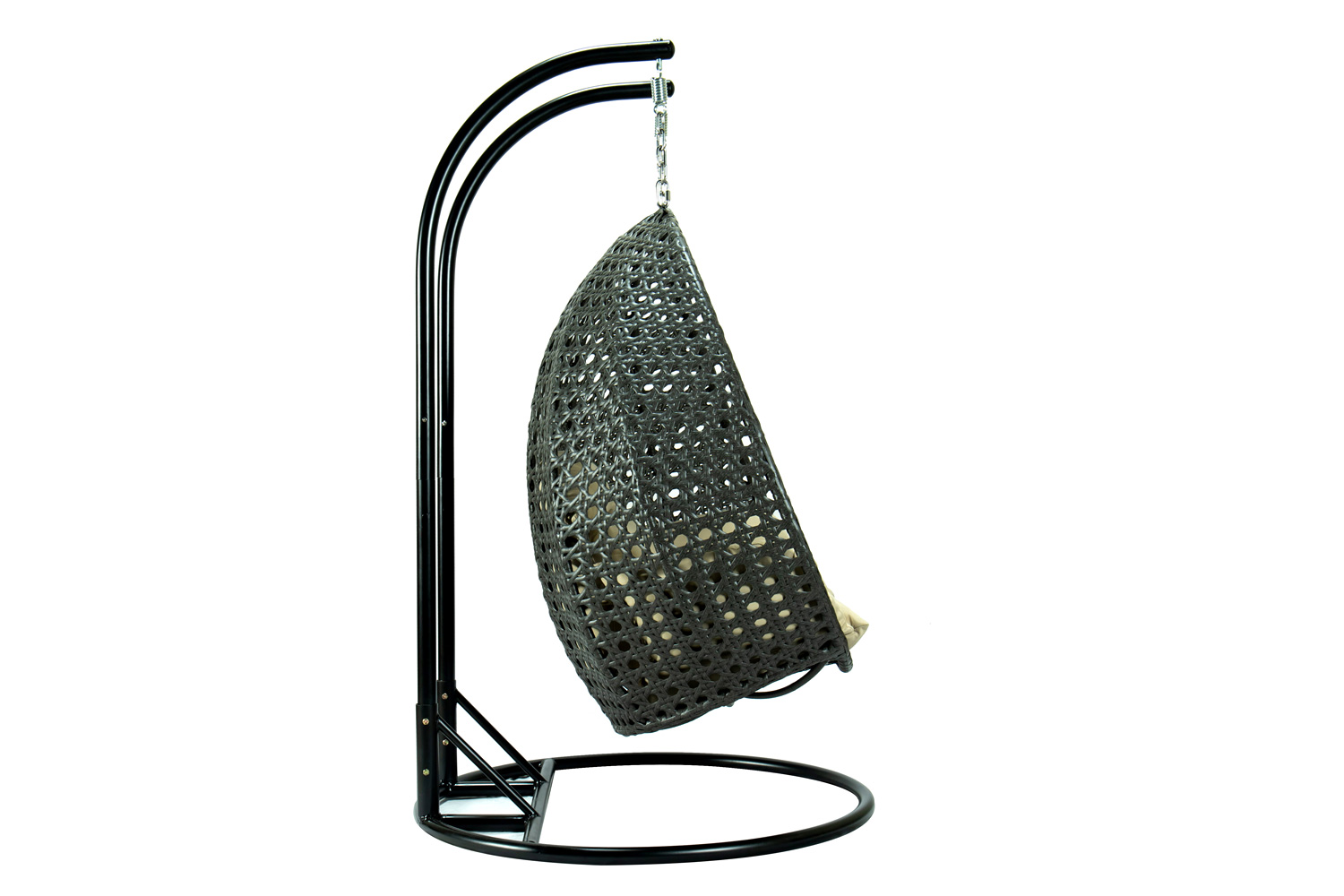 LeisureMod Modern Charcoal Wicker Hanging Double Seater Egg Swing Chair - Taupe