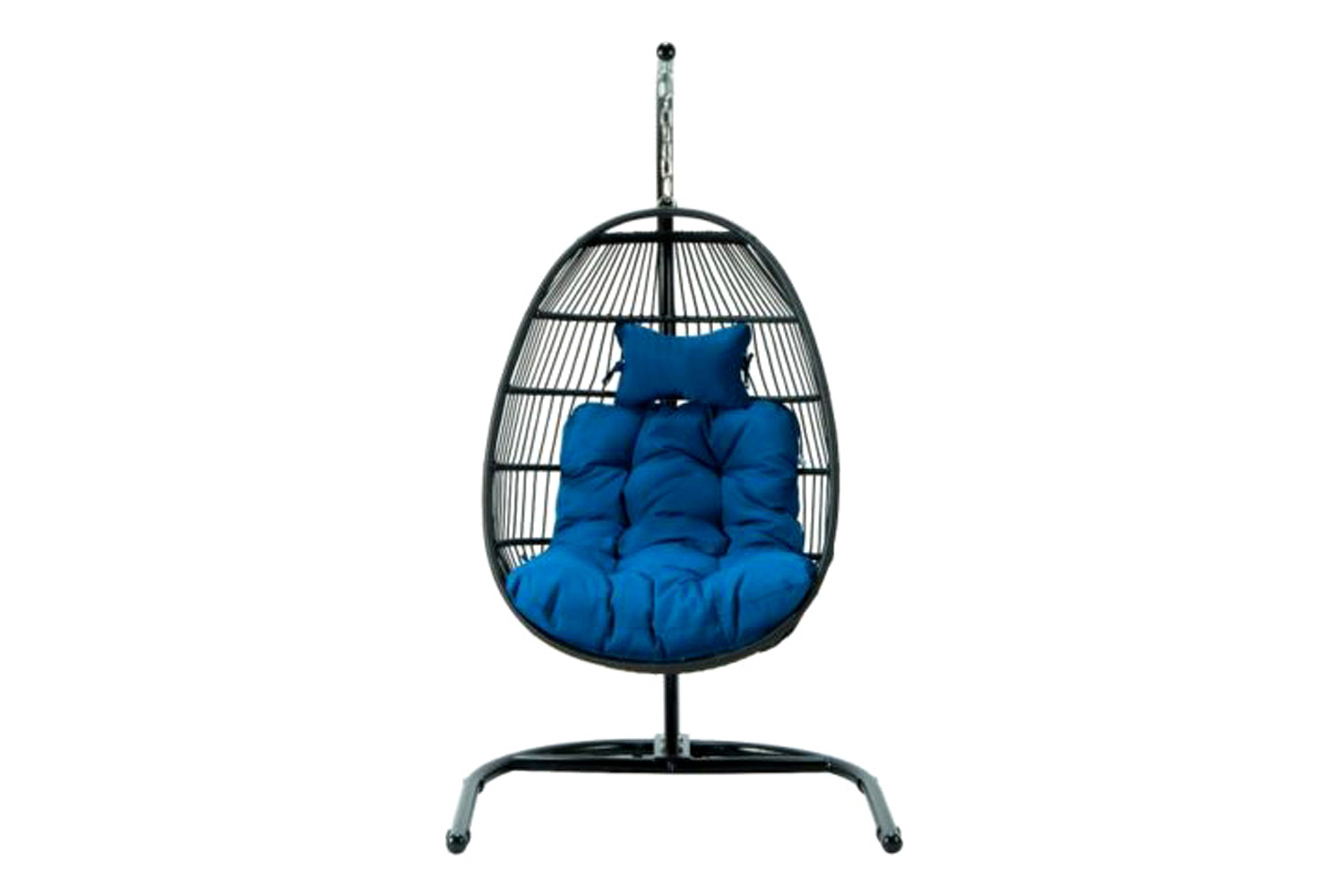 LeisureMod Wicker Folding Hanging Egg Swing Chair - Blue