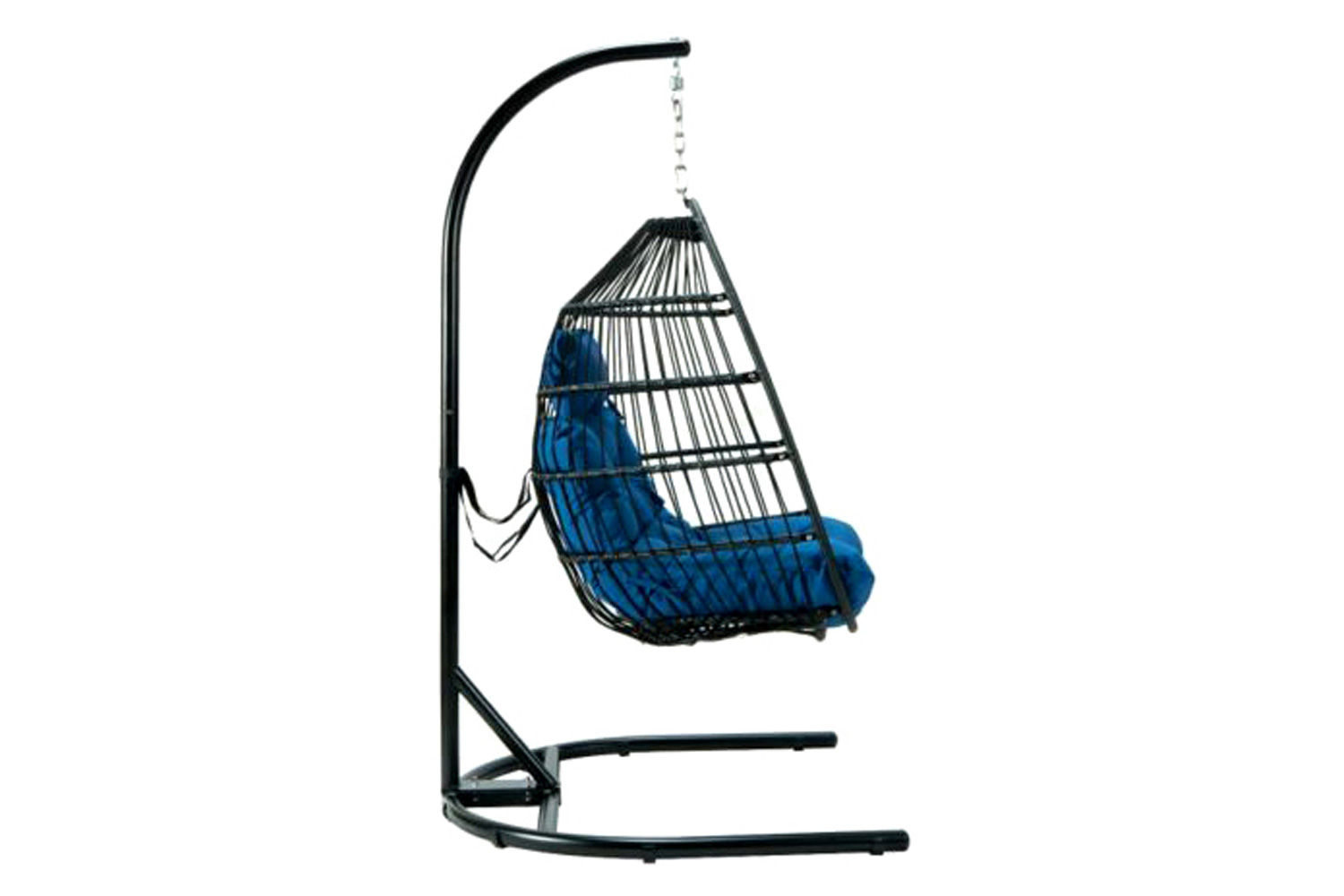 LeisureMod Wicker Folding Hanging Egg Swing Chair - Blue