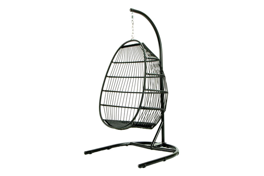 LeisureMod Wicker Folding Hanging Egg Swing Chair - Charcoal