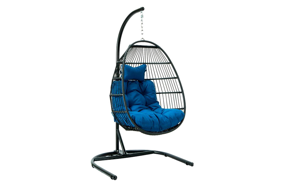 LeisureMod Wicker Folding Hanging Egg Swing Chair - Cherry