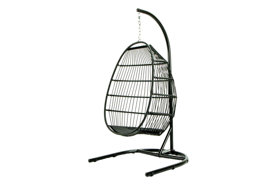 LeisureMod Wicker Folding Hanging Egg Swing Chair - Cherry