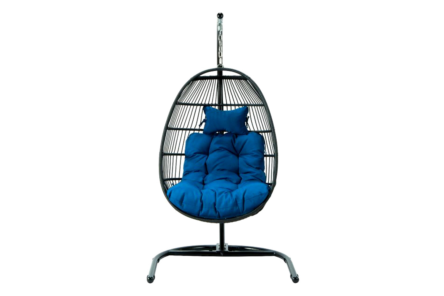 LeisureMod Wicker Folding Hanging Egg Swing Chair - Dark Gray