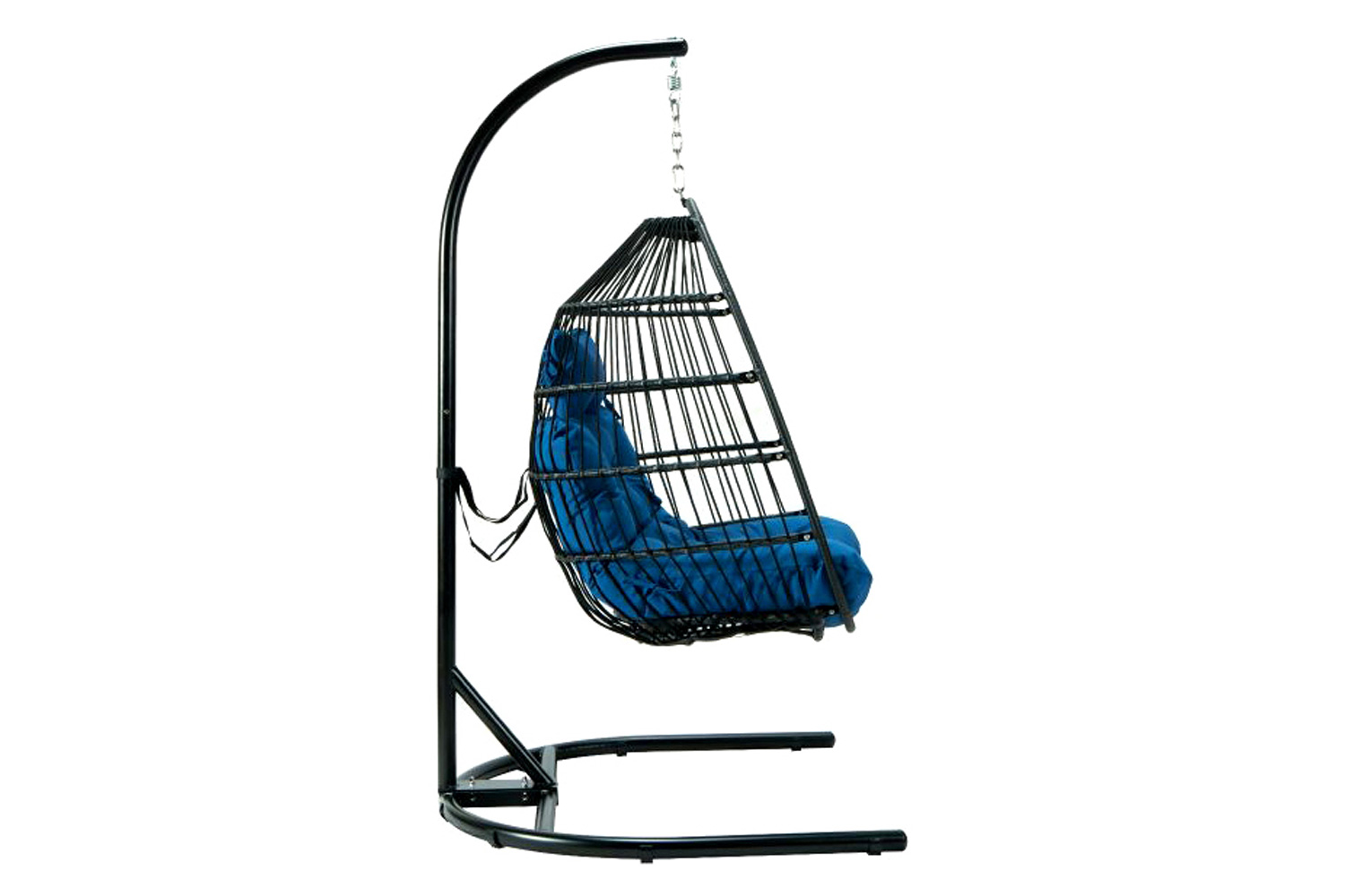 LeisureMod Wicker Folding Hanging Egg Swing Chair - Dark Gray