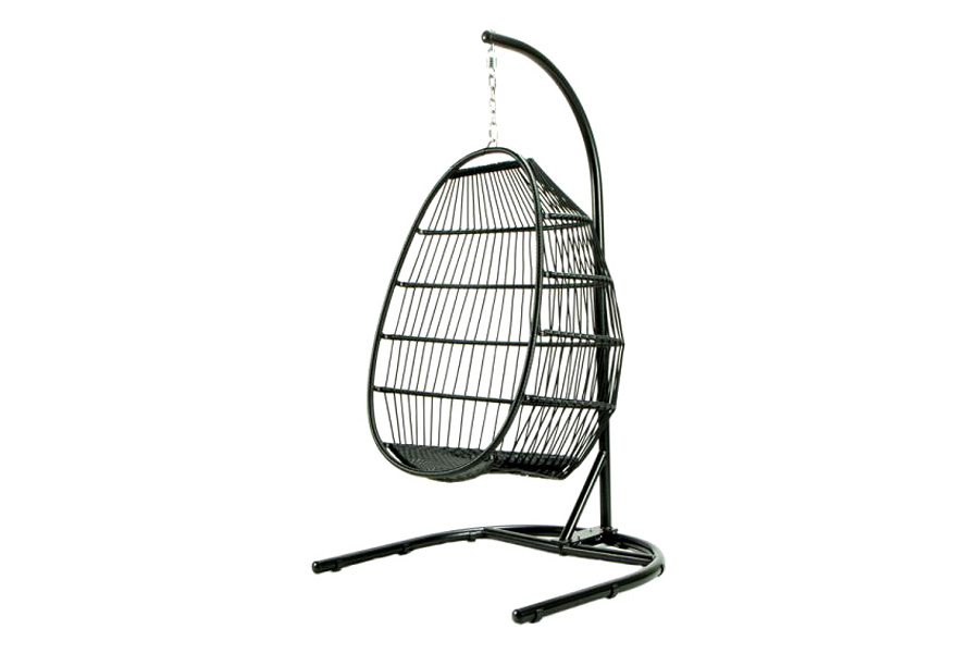 LeisureMod Wicker Folding Hanging Egg Swing Chair - Light Gray