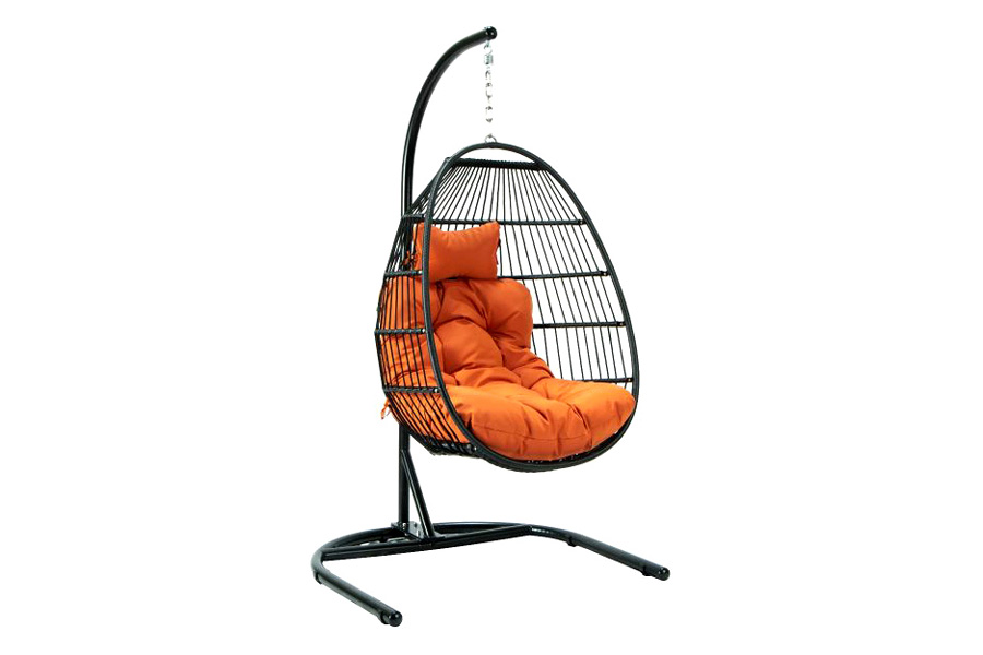 LeisureMod Wicker Folding Hanging Egg Swing Chair