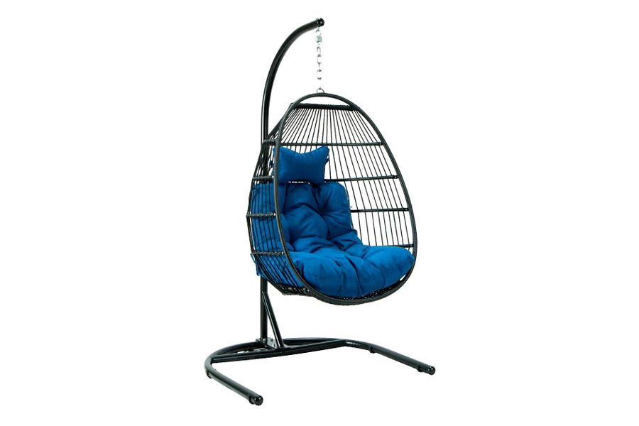 LeisureMod Wicker Folding Hanging Egg Swing Chair