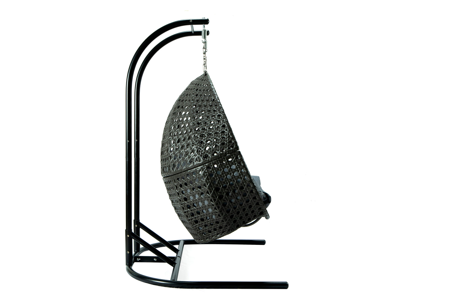 LeisureMod Wicker Hanging Double Egg Charcoal Swing Chair - Gray