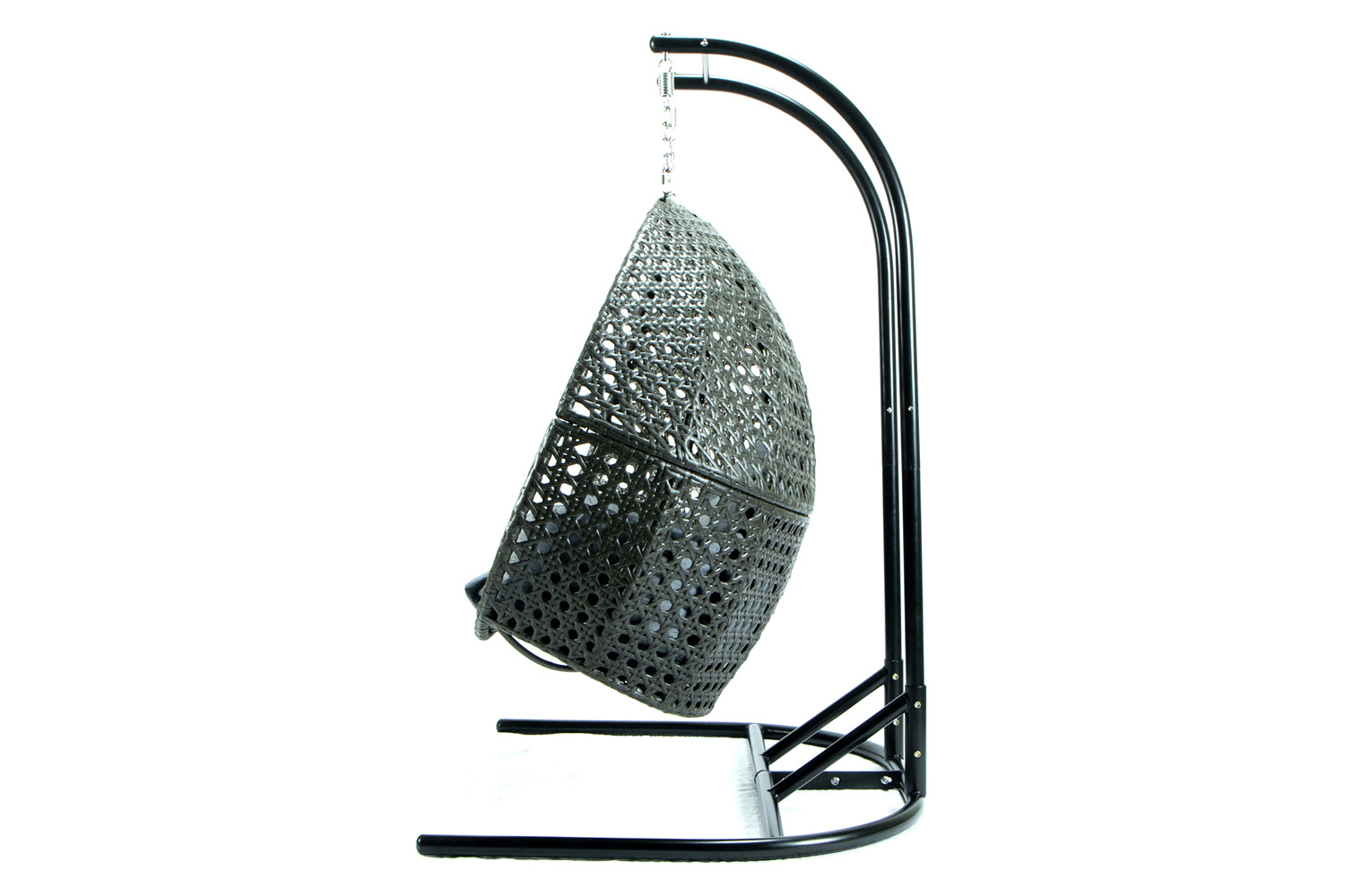 LeisureMod Wicker Hanging Double Egg Charcoal Swing Chair - Gray